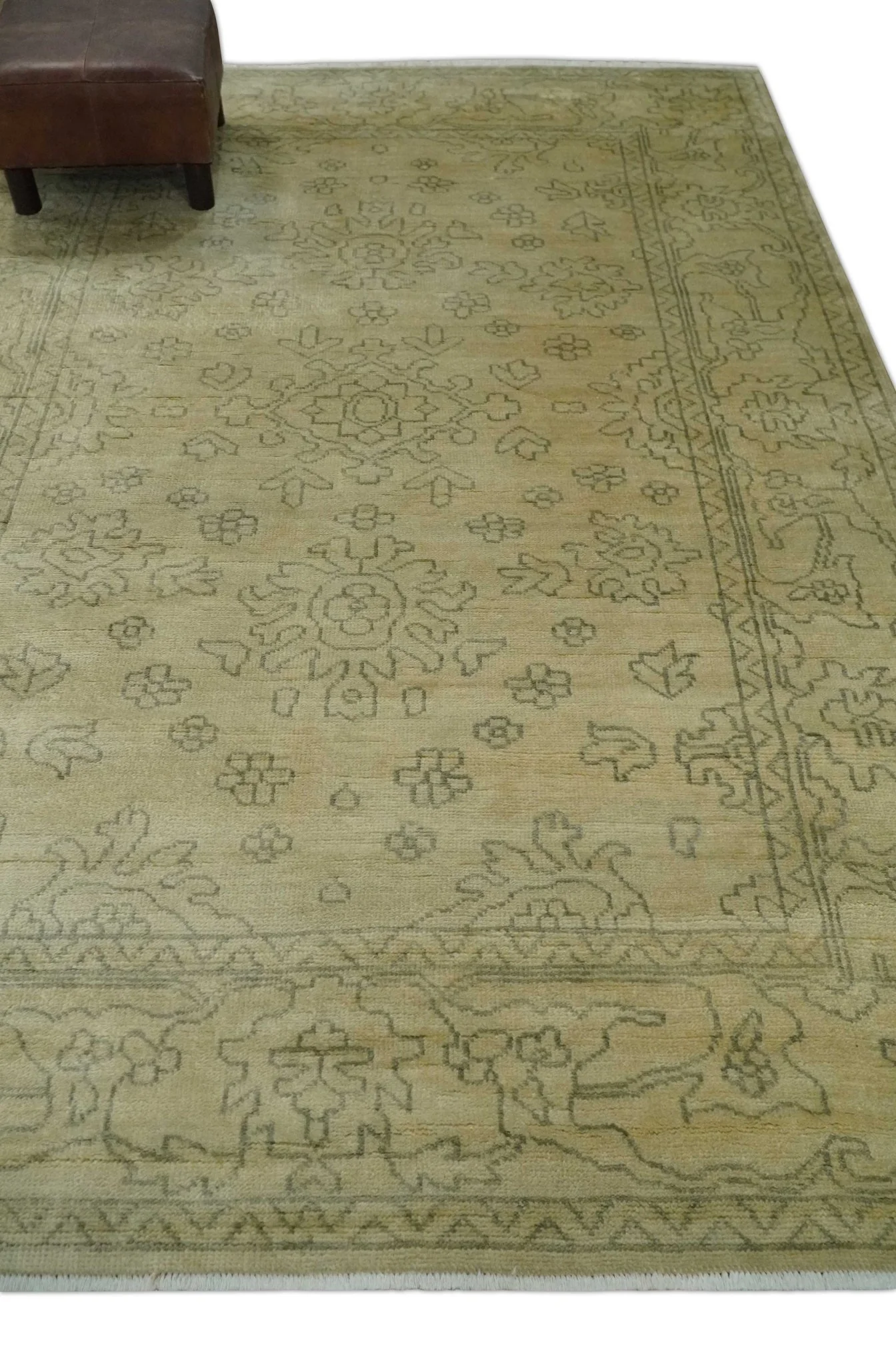 6x8 Hand Knotted Beige and Gray Turkish Design Traditional Wool Rug | N35468 - Image 3