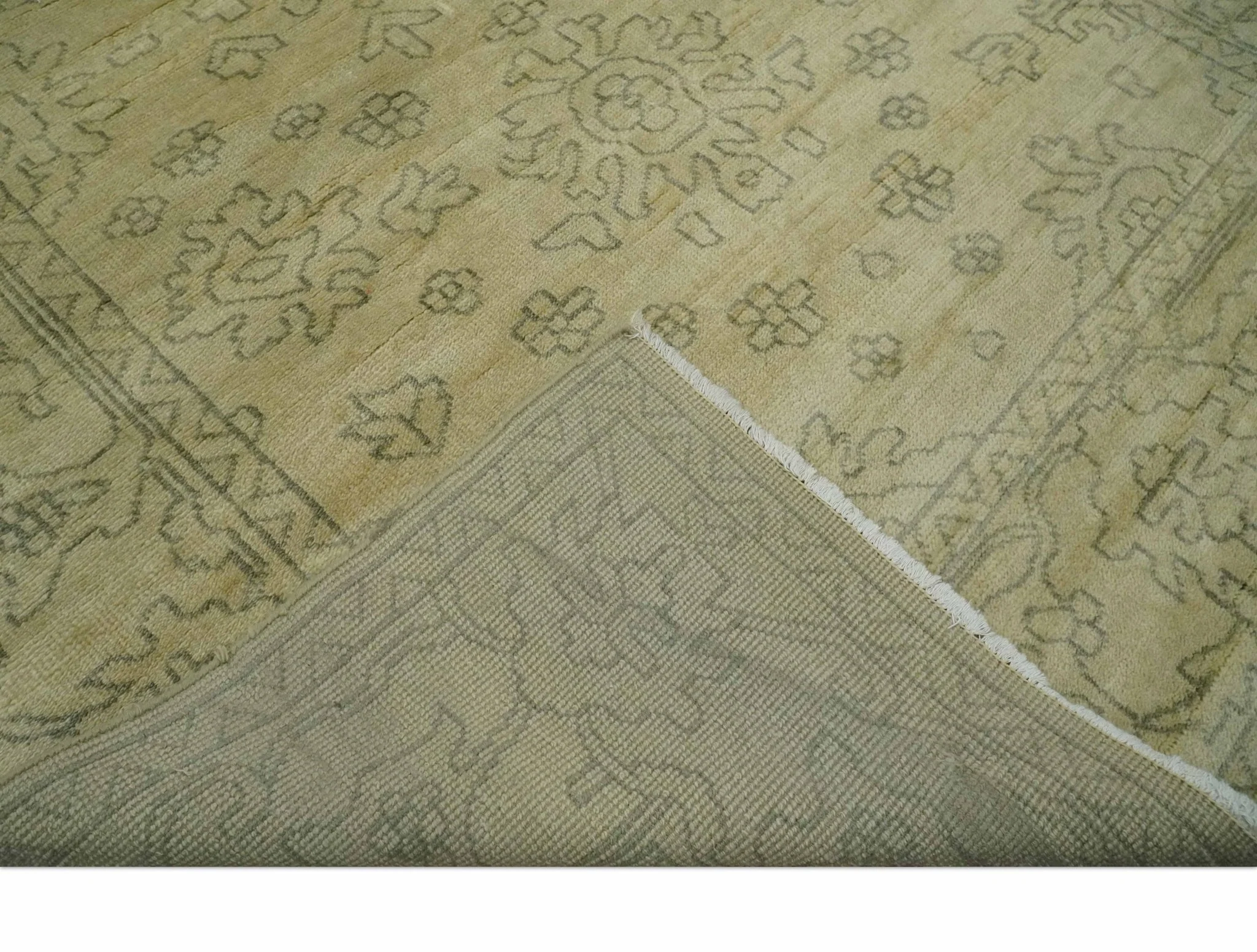 6x8 Hand Knotted Beige and Gray Turkish Design Traditional Wool Rug | N35468 - Image 7