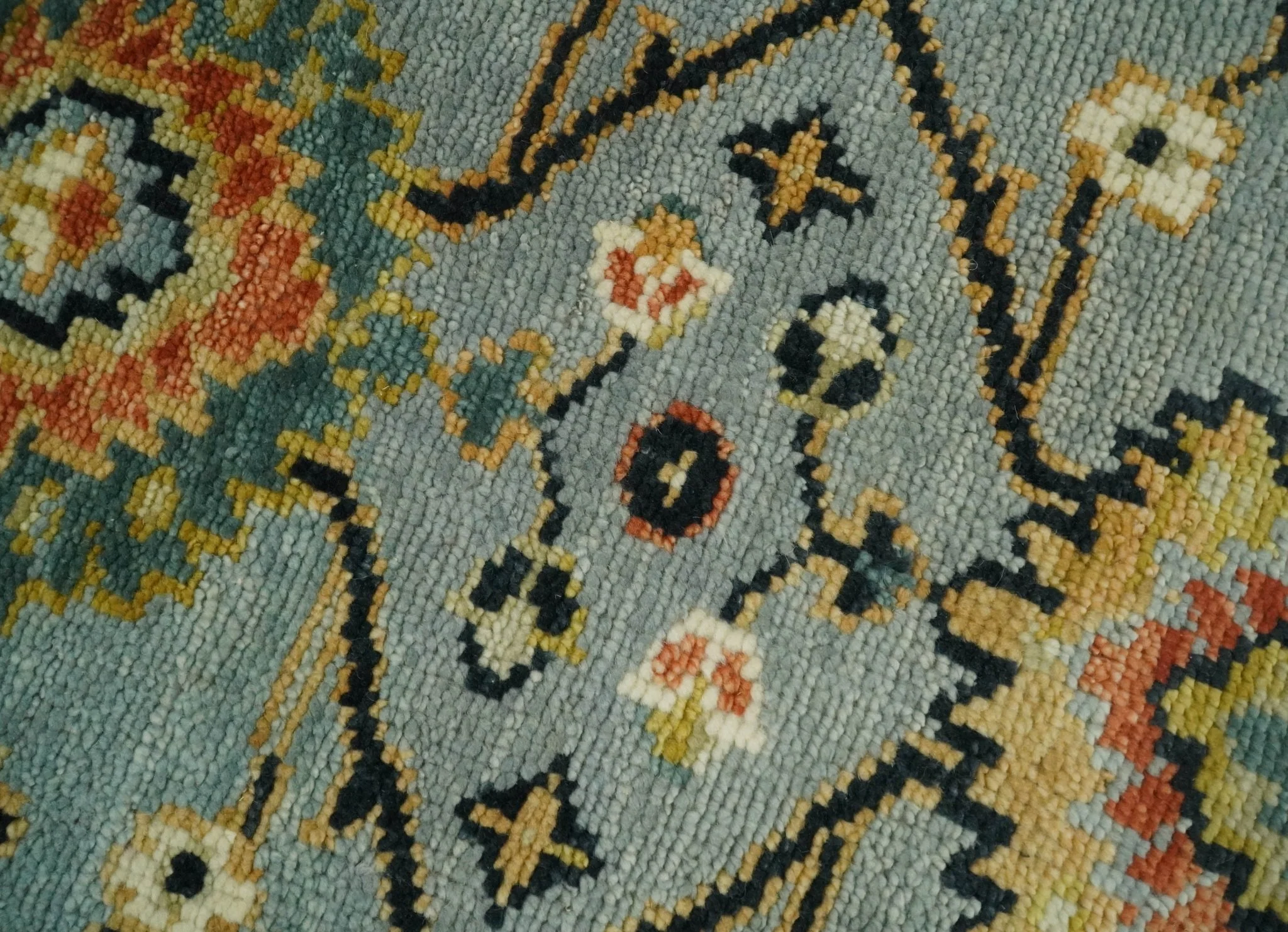 Antique Traditional Silver and Ivory Hand Knotted Oriental Oushak Multi Size wool Area Rug - Image 4
