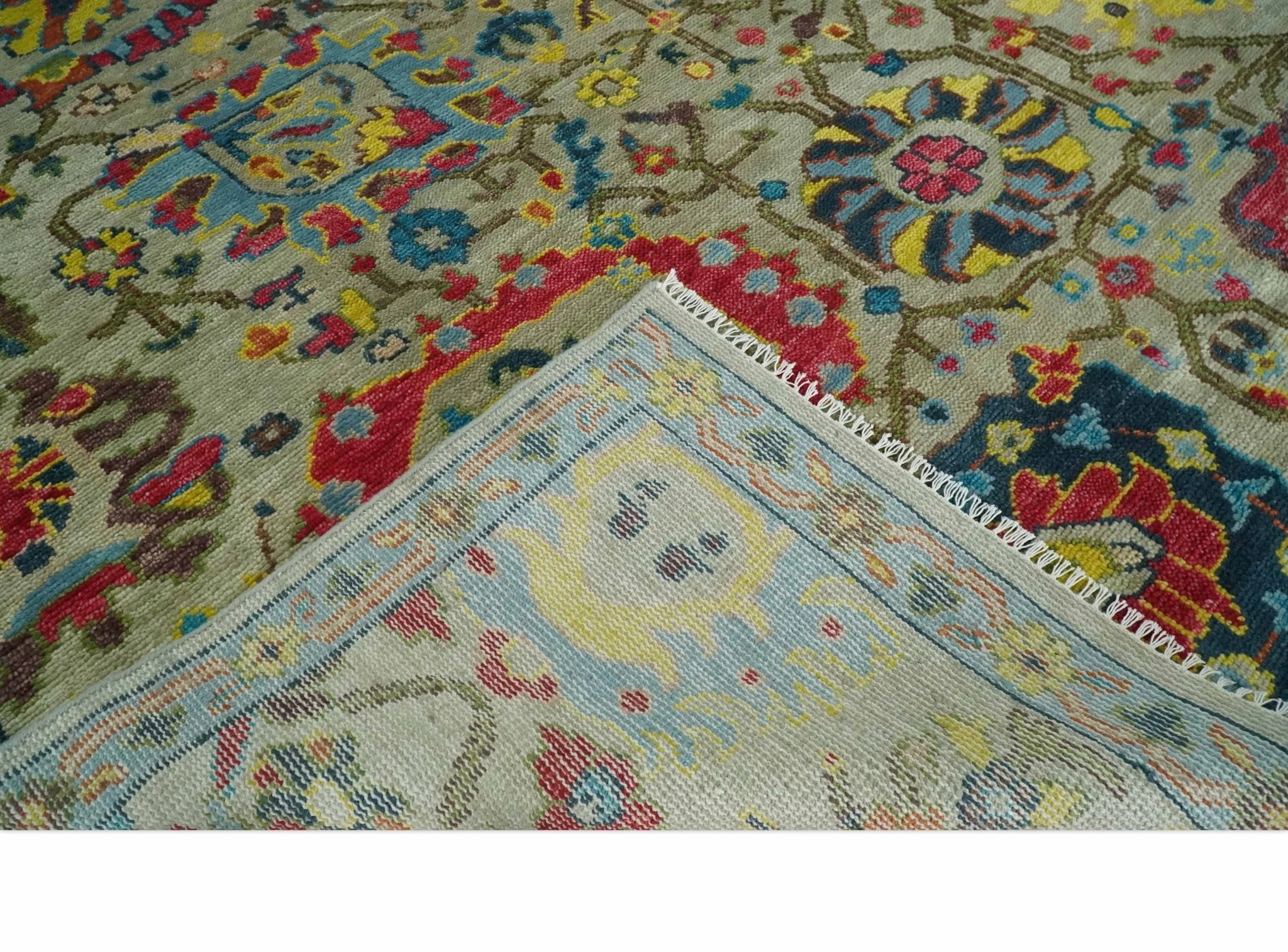Colorful Oushak Rug Wool Traditional Hand knotted Custom Made wool Area Rug - Image 8