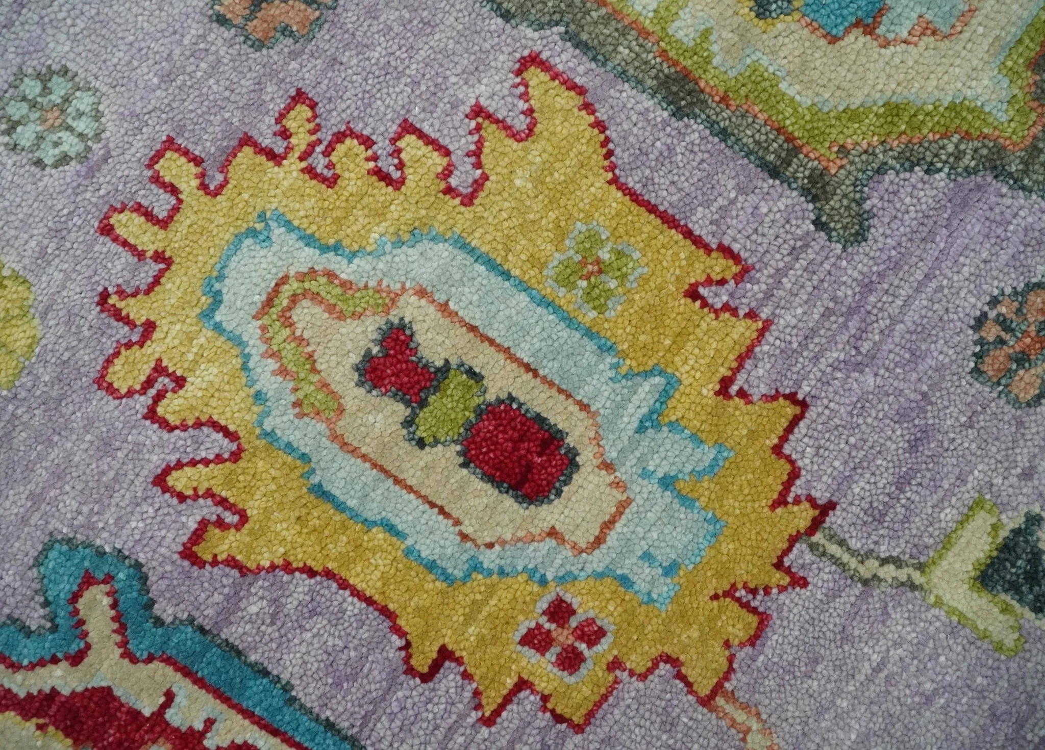 Purple and Beige Vibrant Colorful Hand knotted Traditional Oushak Multi Size Area Rug - Image 4