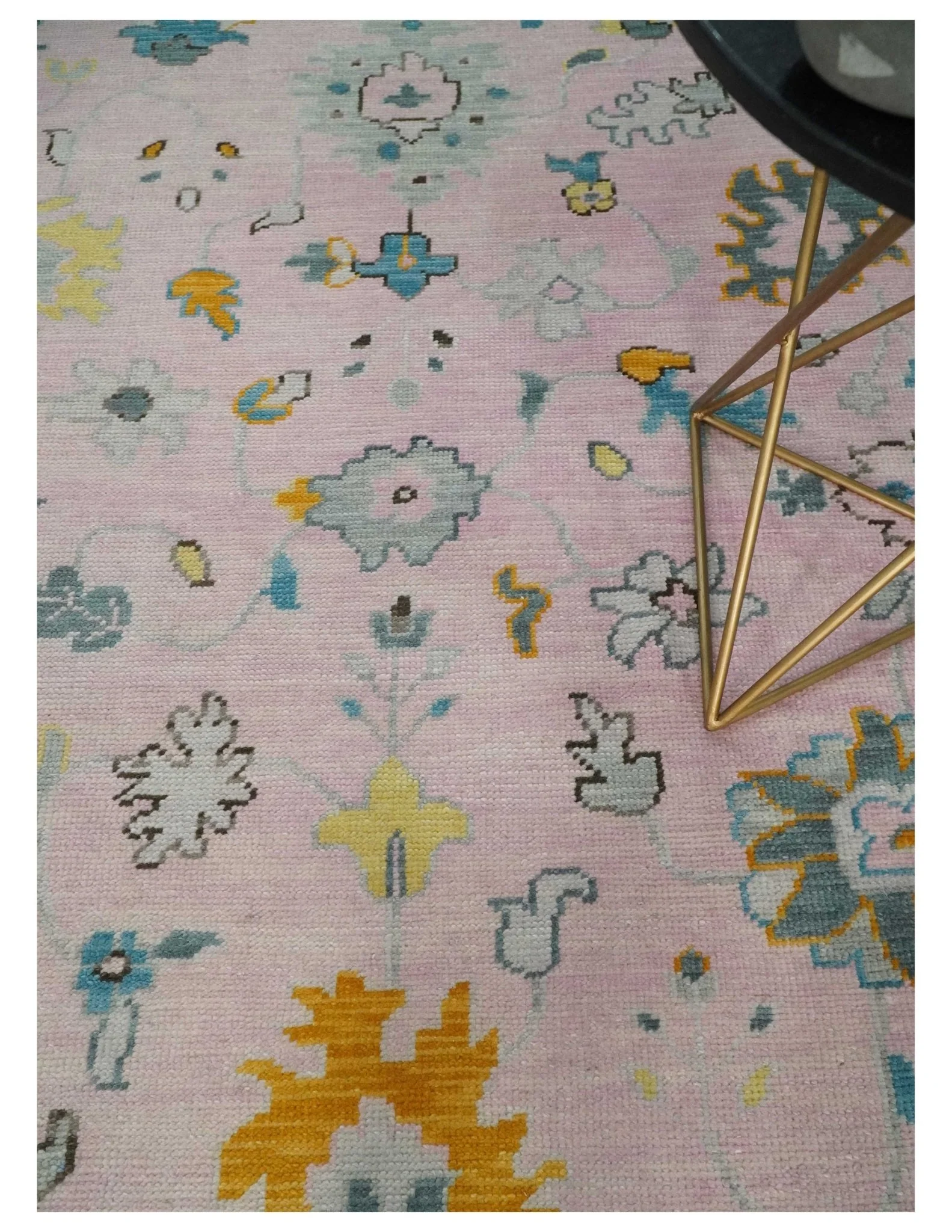 Custom Made Pink and Gray Vibrant Colorful Hand knotted Traditional Oushak wool Area Rug - Image 2