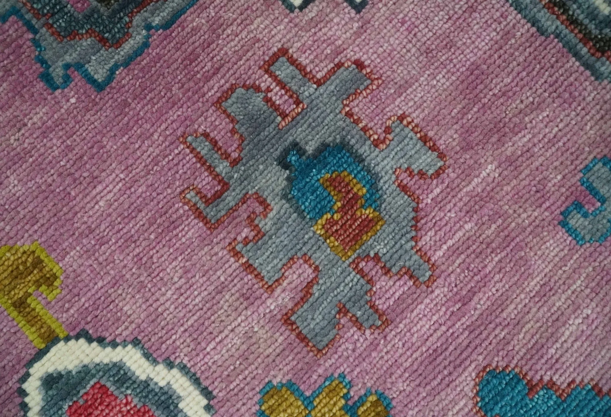 Custom Made Purple and Ivory Vibrant Colorful Hand knotted Traditional Oushak wool Area Rug - Image 4