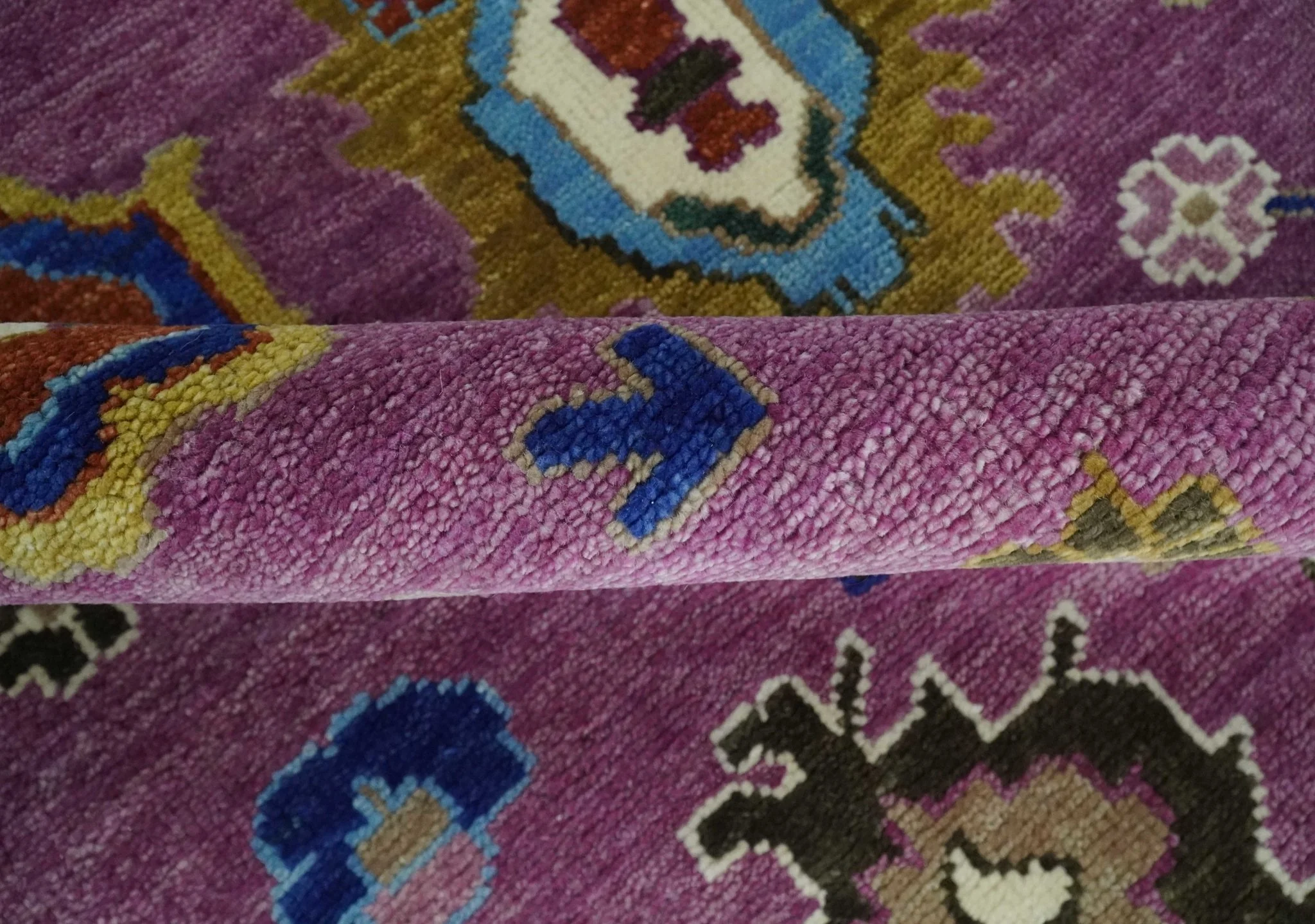 Wool Vibrant Colorful Hand knotted Oushak Area Rug - Image 10