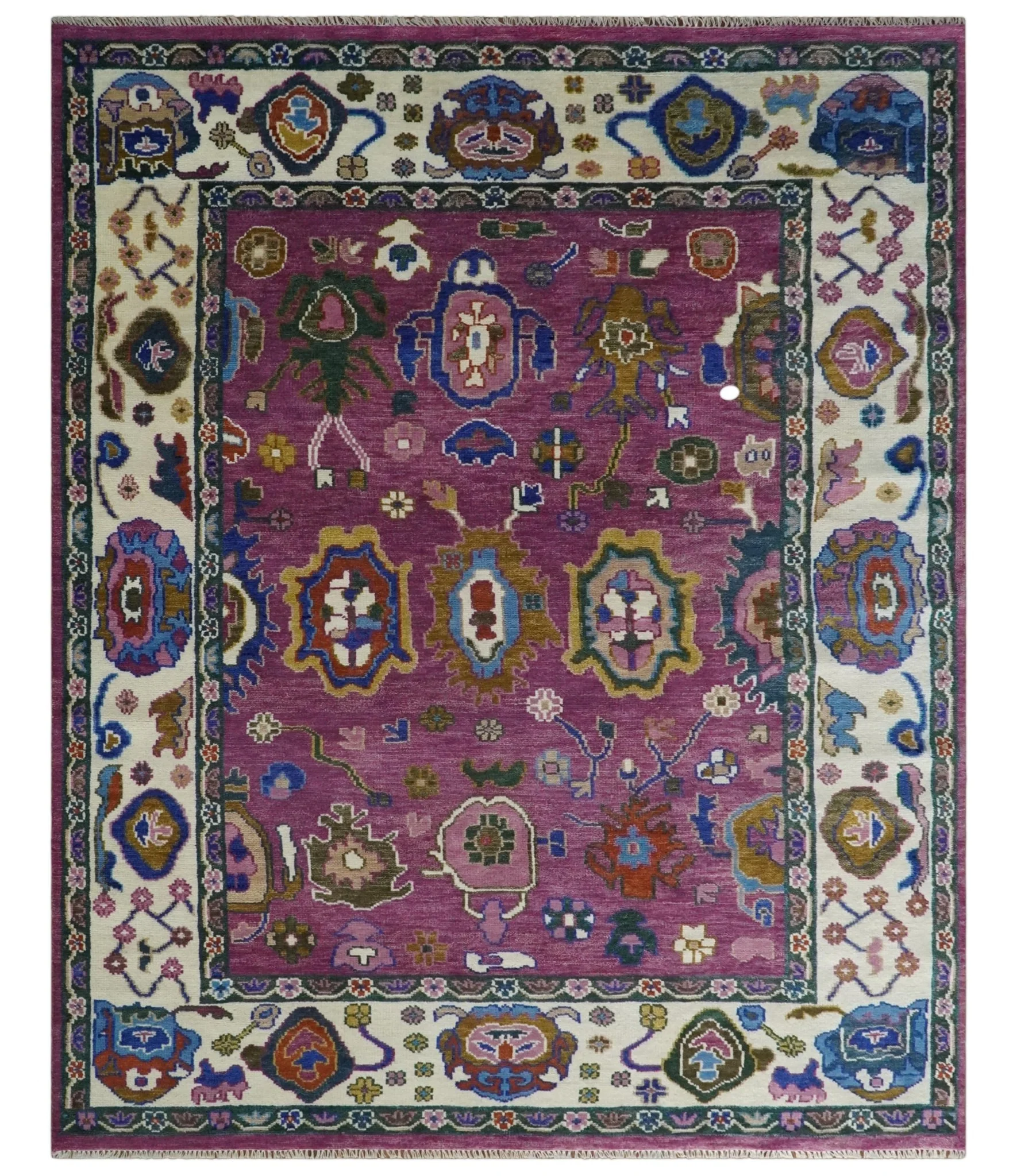 Wool Vibrant Colorful Hand knotted Oushak Area Rug - Image 11