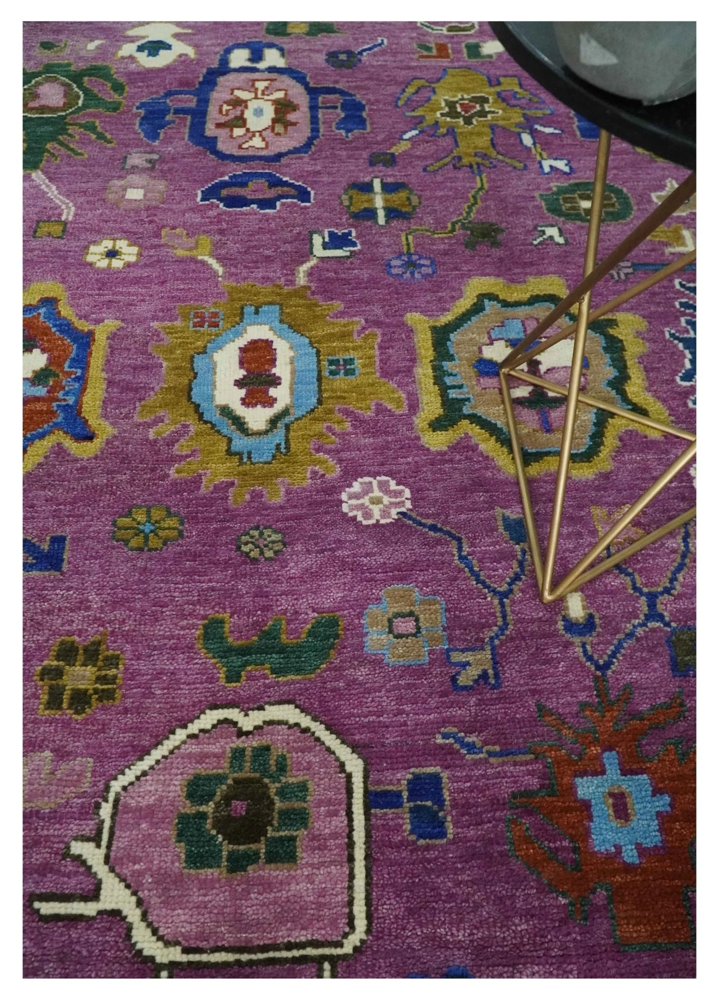 Wool Vibrant Colorful Hand knotted Oushak Area Rug - Image 2