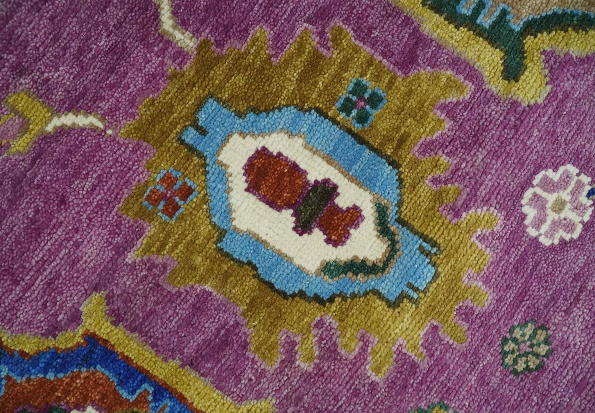 Wool Vibrant Colorful Hand knotted Oushak Area Rug - Image 4