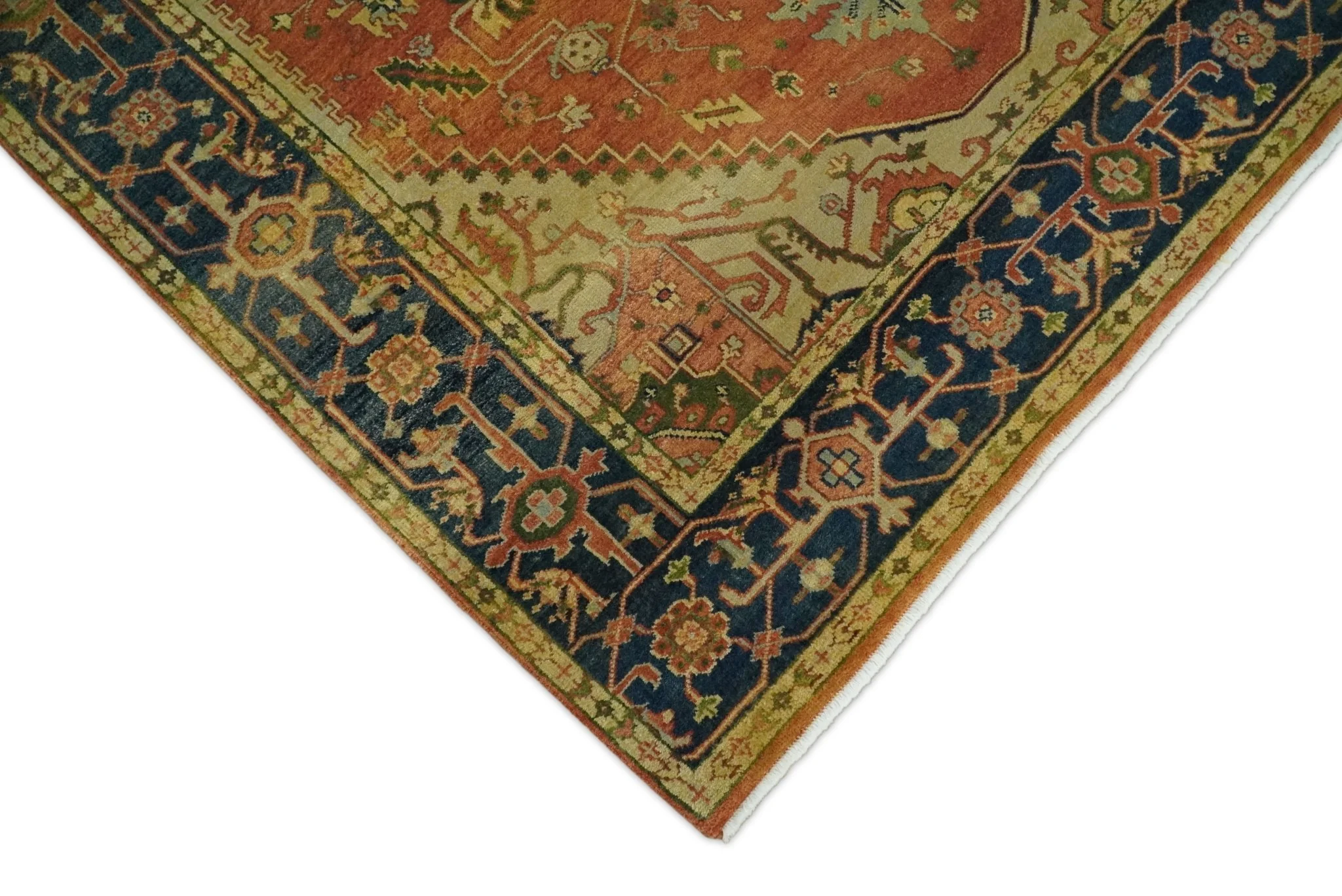 6x9 and 9x12 Red and Blue Antique Persian Heriz Serapi Hand knotted wool Area Rug | TRD752 - Image 3