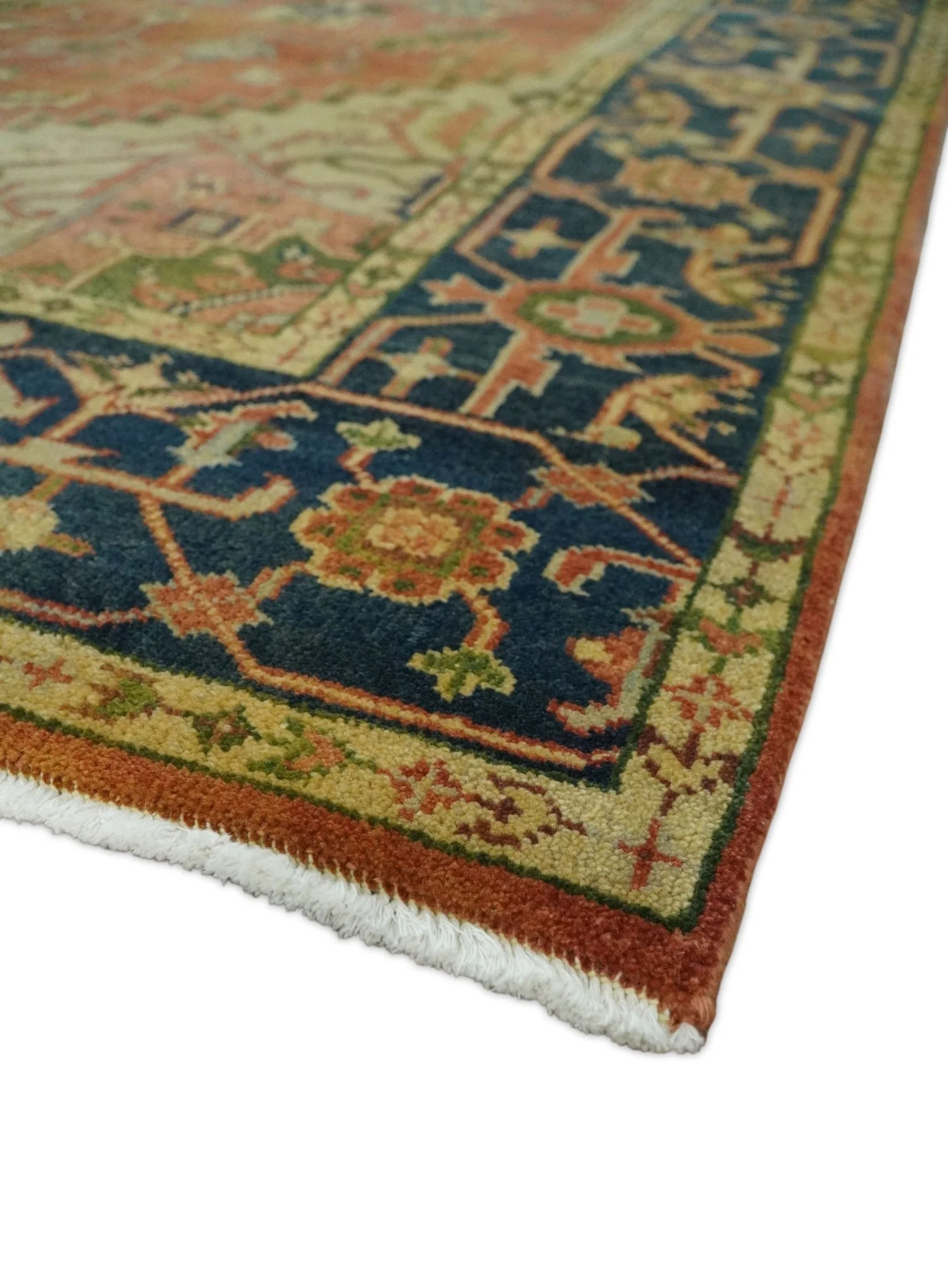 6x9 and 9x12 Red and Blue Antique Persian Heriz Serapi Hand knotted wool Area Rug | TRD752 - Image 7