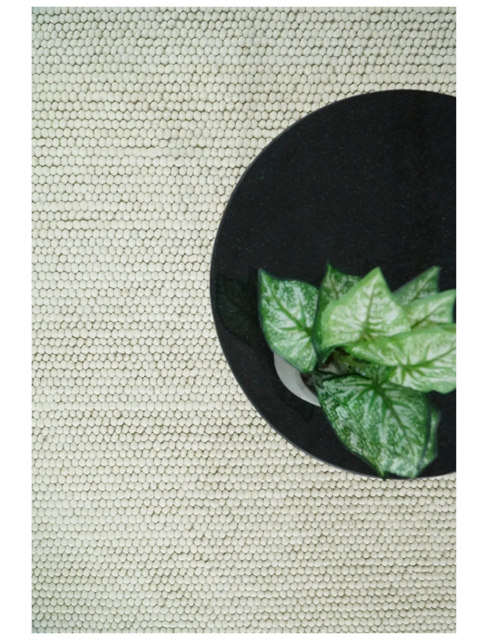 Solid Ivory Wool Felted Chunky Hand Woven Contemporary Area Rug - Image 10
