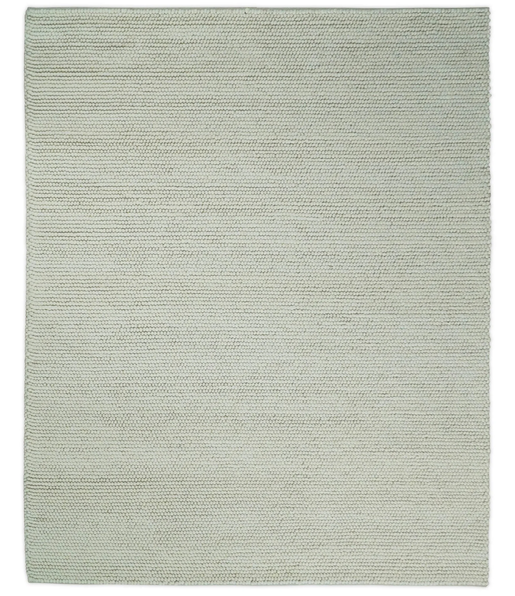 Solid Ivory Wool Felted Chunky Hand Woven Contemporary Area Rug - Image 3
