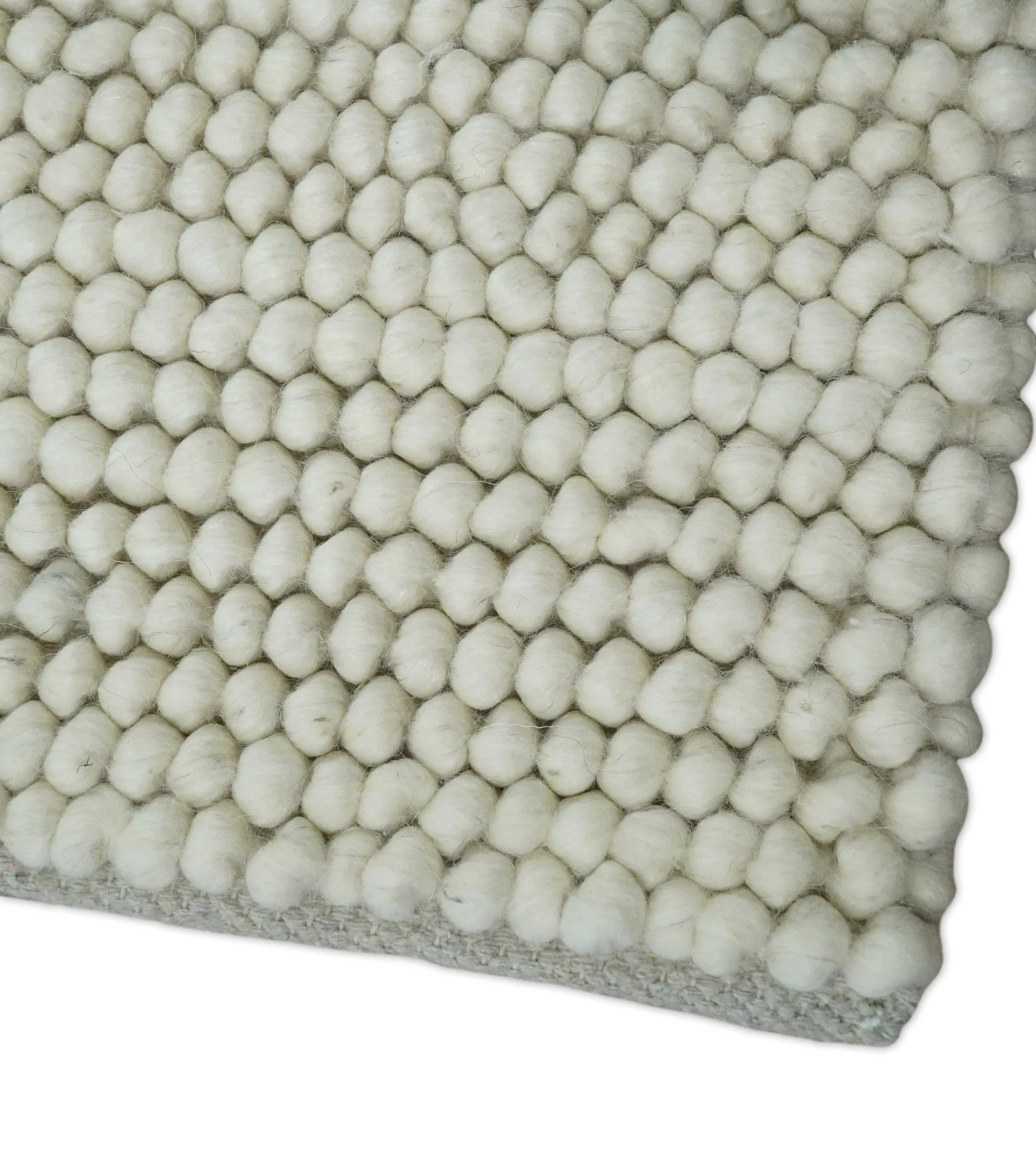 Solid Ivory Wool Felted Chunky Hand Woven Contemporary Area Rug - Image 6