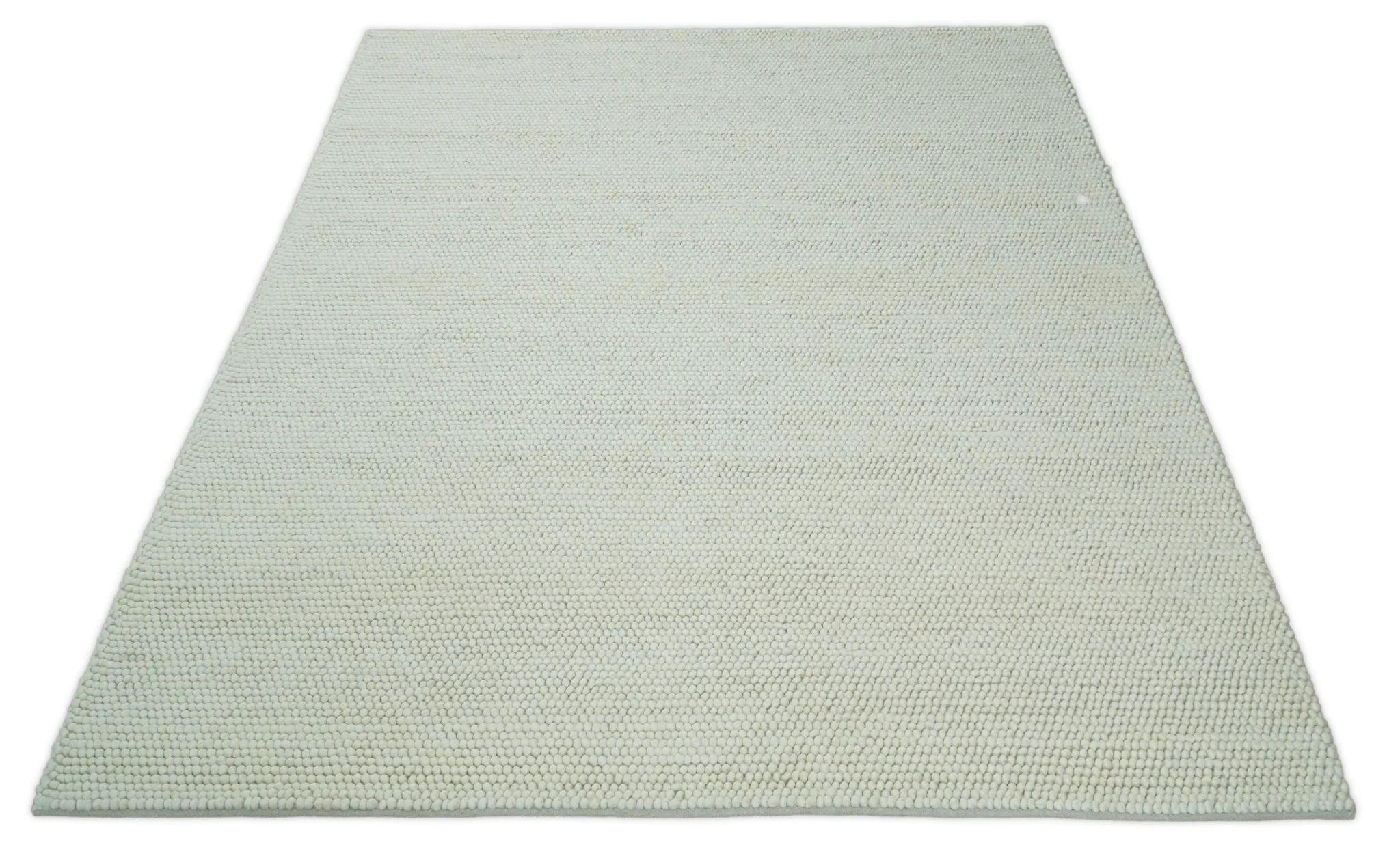 Solid Ivory Wool Felted Chunky Hand Woven Contemporary Area Rug - Image 8