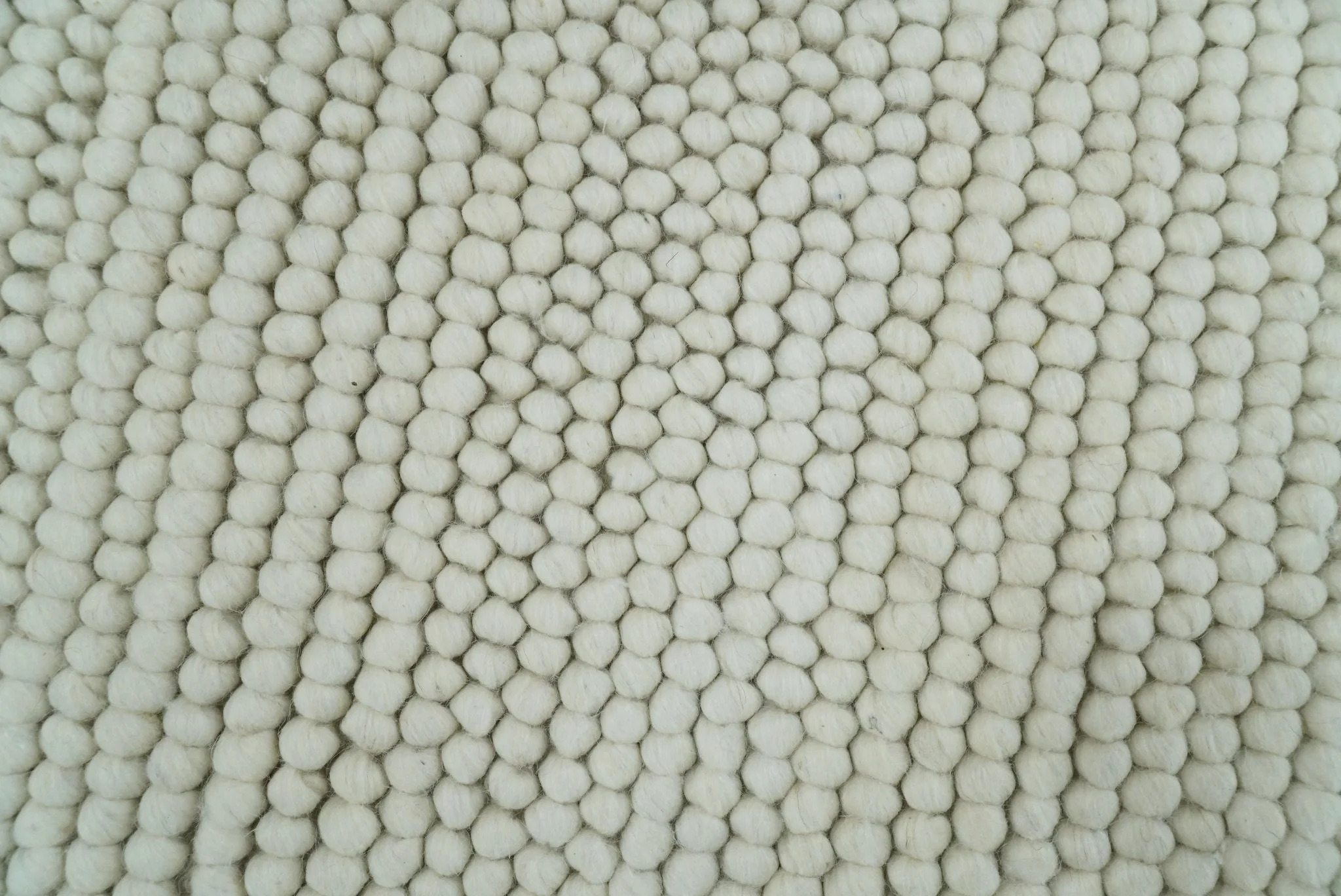 Solid Ivory Wool Felted Chunky Hand Woven Contemporary Area Rug - Image 9