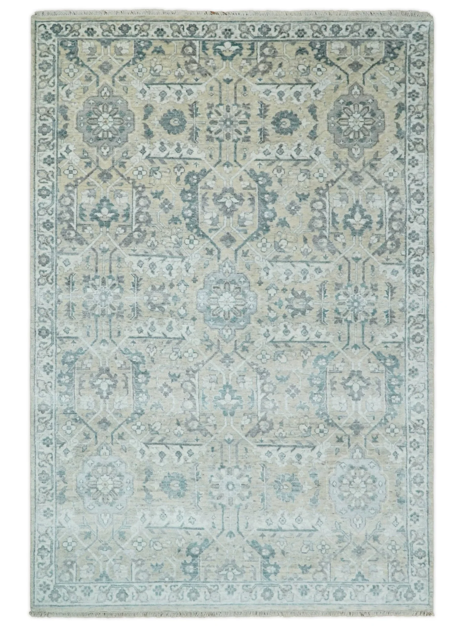 6x9 and 8x11 Beige and Gray Bamboo Silk and Wool Traditional Persian Antique Area Rug | TRDCP201 - Image 3