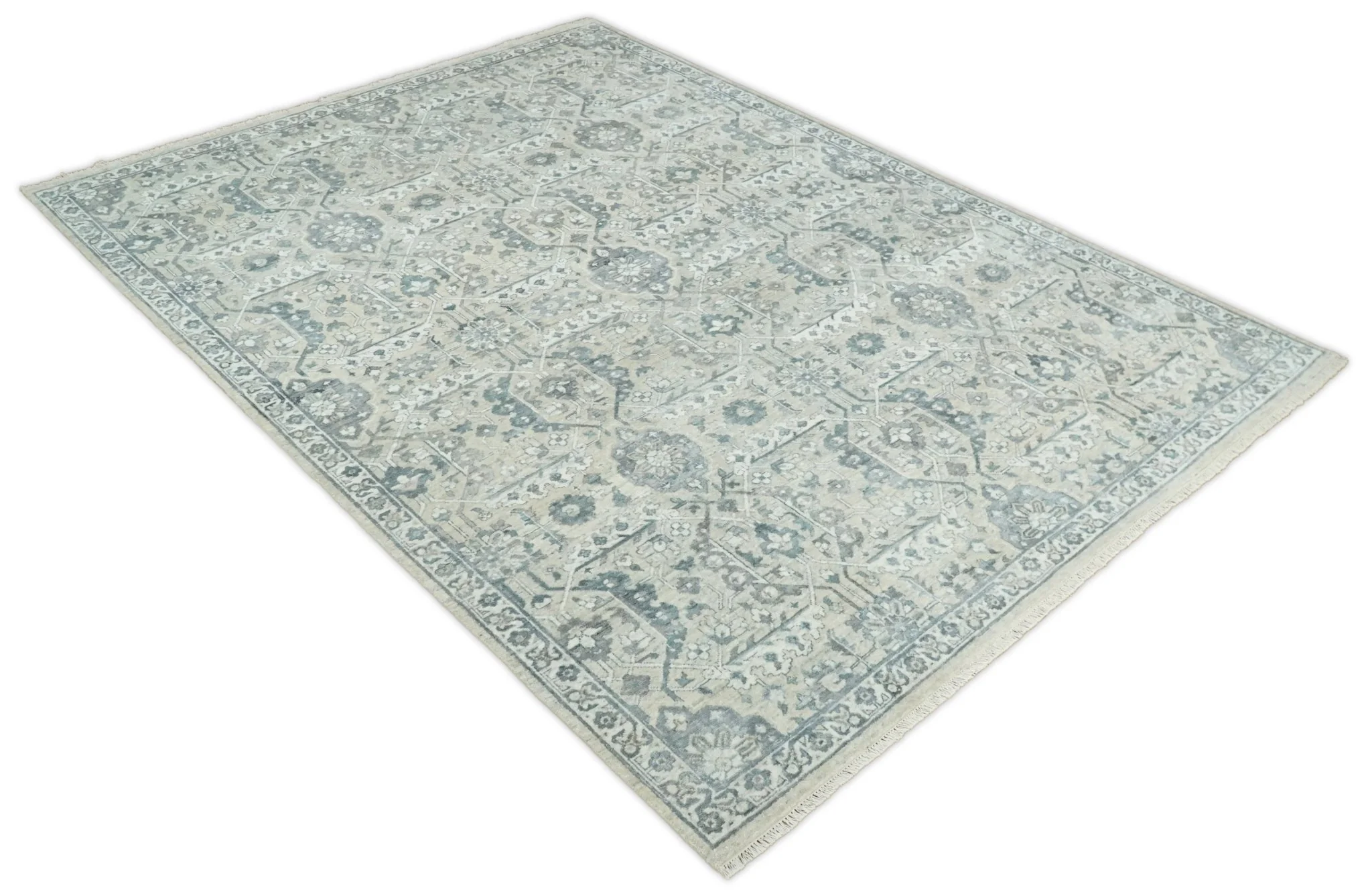 6x9 and 8x11 Beige and Gray Bamboo Silk and Wool Traditional Persian Antique Area Rug | TRDCP201 - Image 5