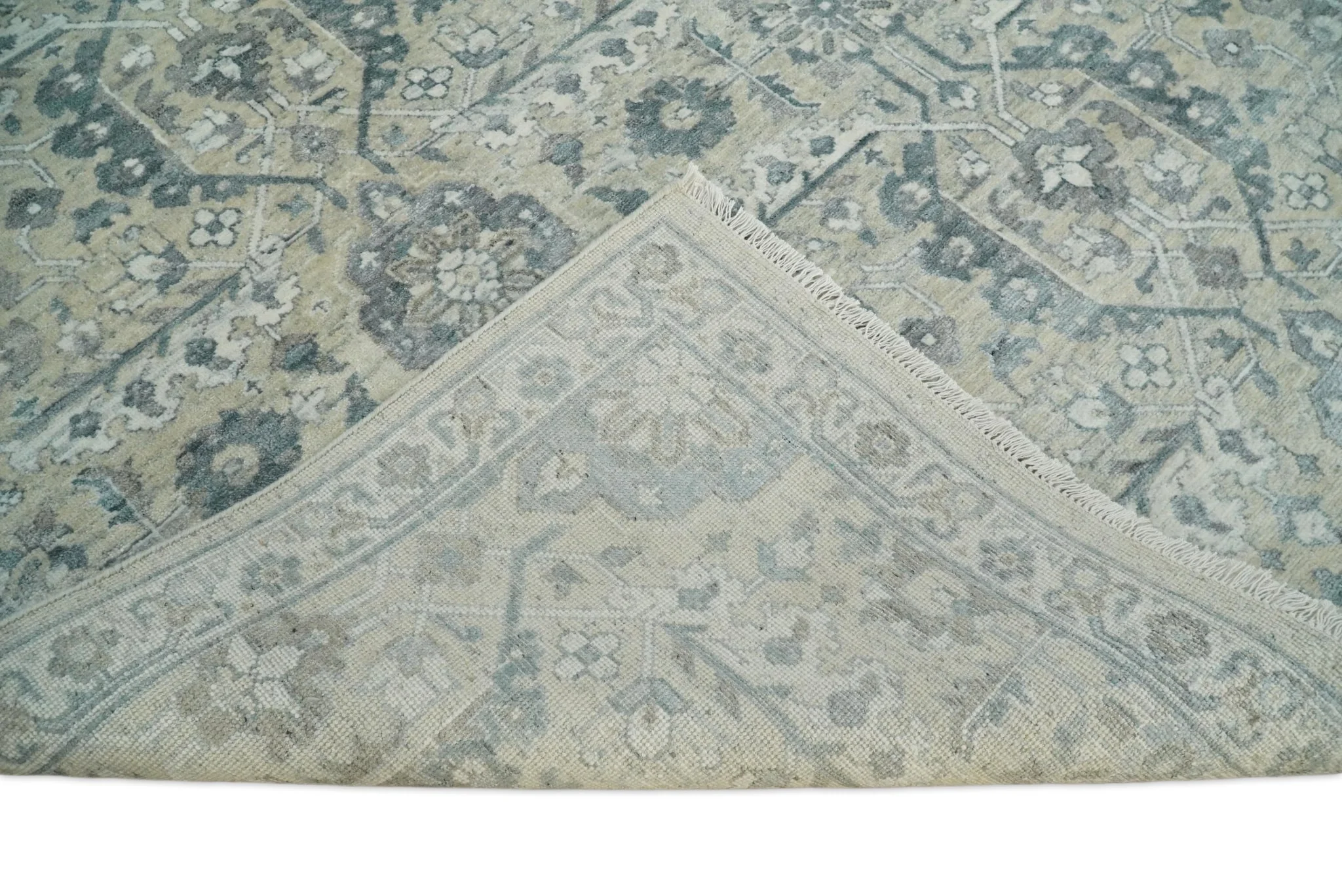 6x9 and 8x11 Beige and Gray Bamboo Silk and Wool Traditional Persian Antique Area Rug | TRDCP201 - Image 6