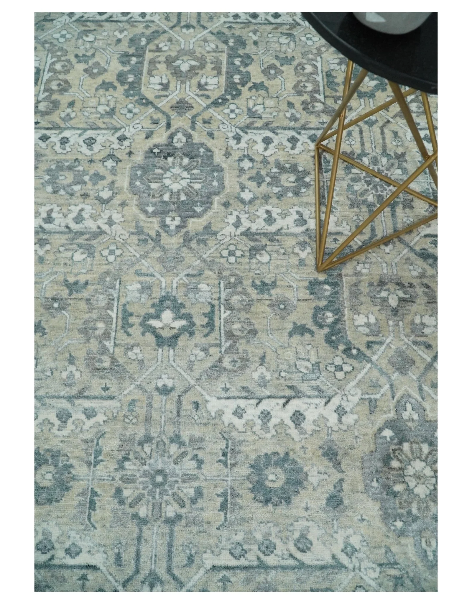 6x9 and 8x11 Beige and Gray Bamboo Silk and Wool Traditional Persian Antique Area Rug | TRDCP201 - Image 7