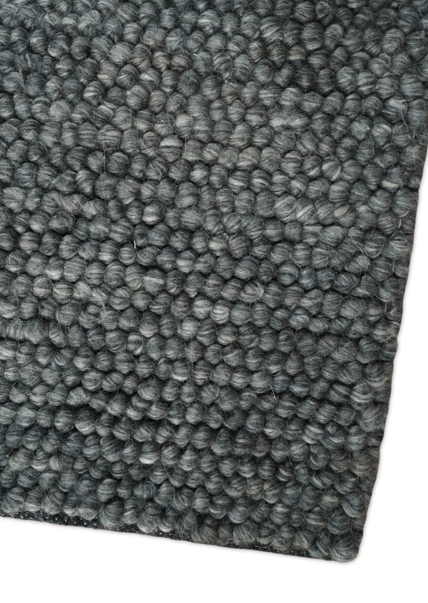 Solid Charcoal Gray Wool Blend Felted Chunky Hand Woven Area Rug - Image 10