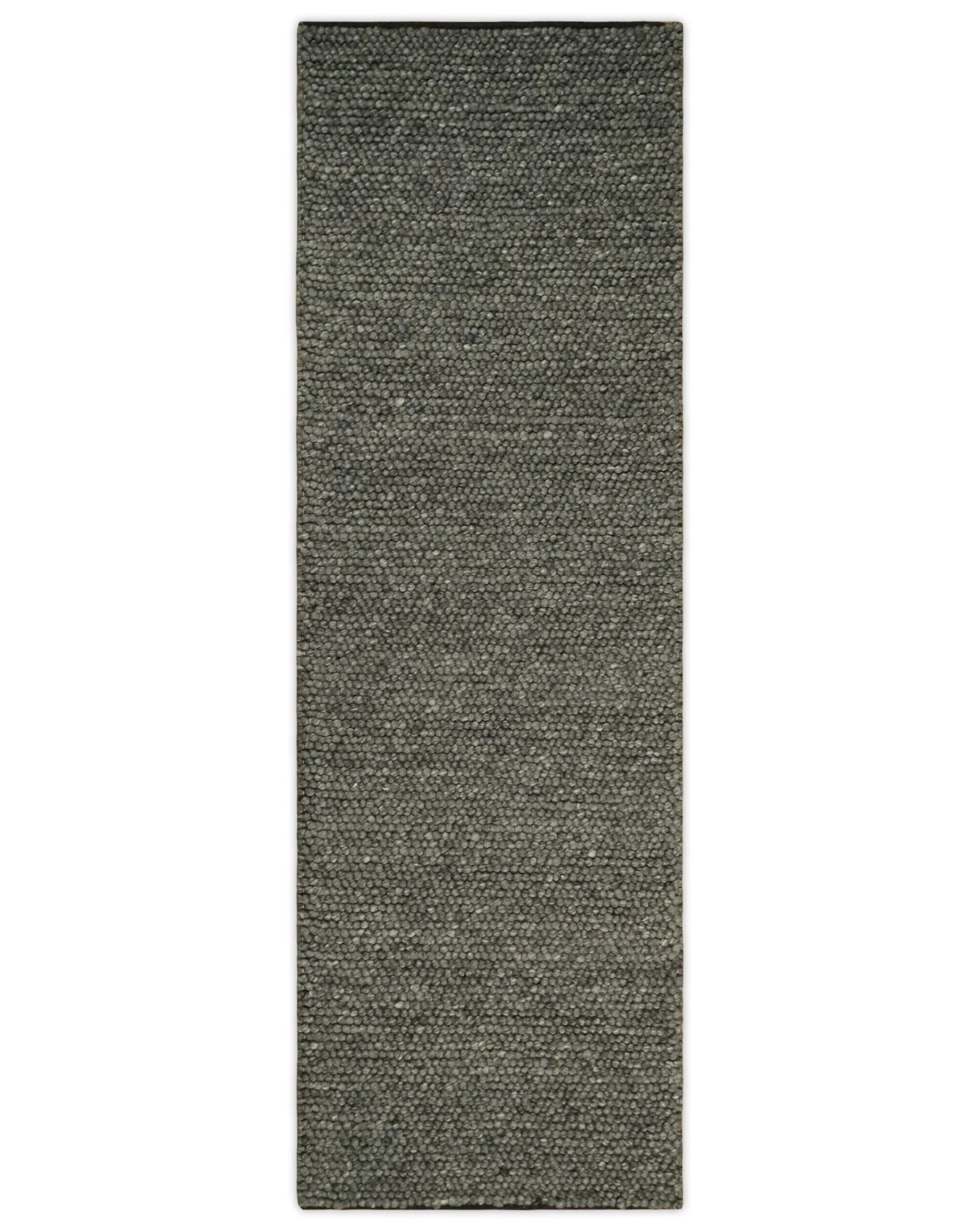 Solid Charcoal Gray Wool Blend Felted Chunky Hand Woven Area Rug - Image 12