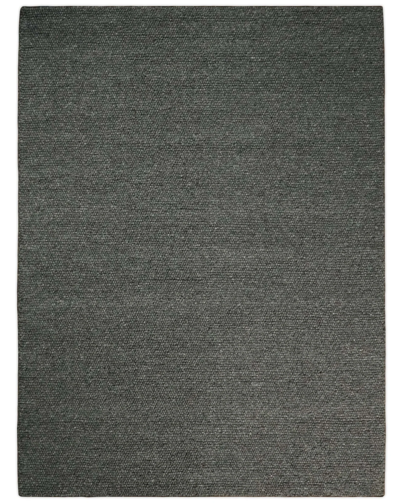 Solid Charcoal Gray Wool Blend Felted Chunky Hand Woven Area Rug - Image 13