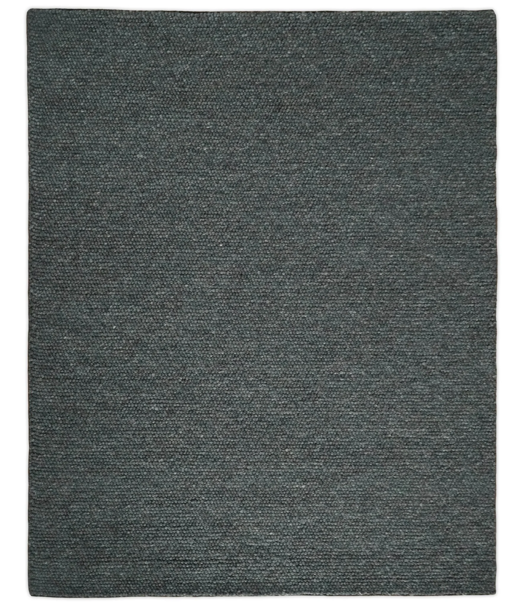 Solid Charcoal Gray Wool Blend Felted Chunky Hand Woven Area Rug - Image 4