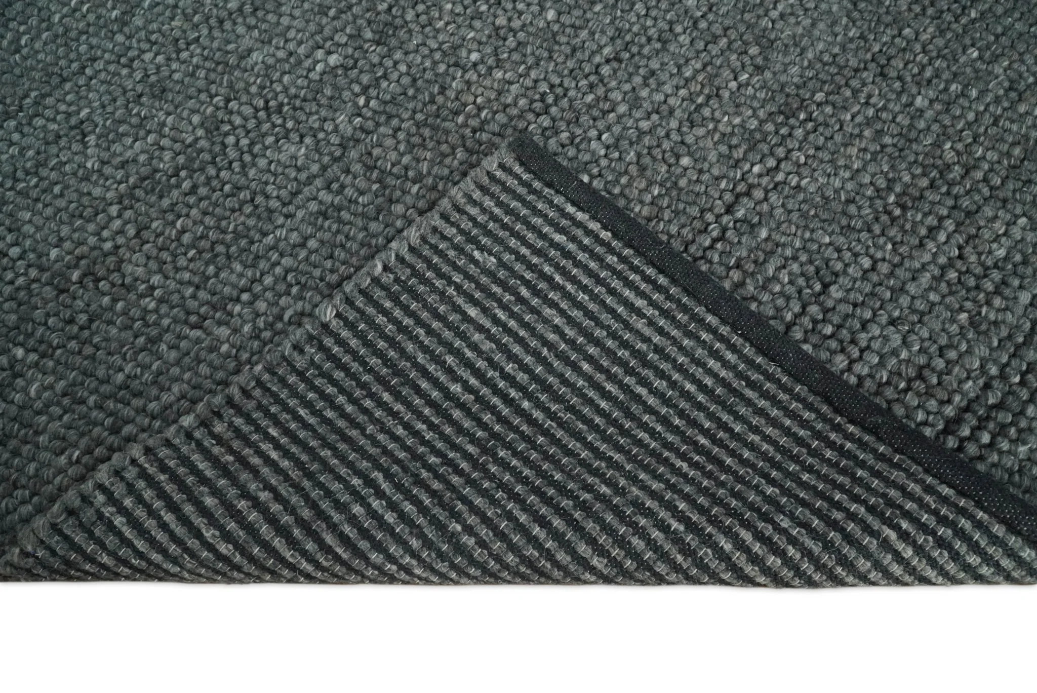 Solid Charcoal Gray Wool Blend Felted Chunky Hand Woven Area Rug - Image 7