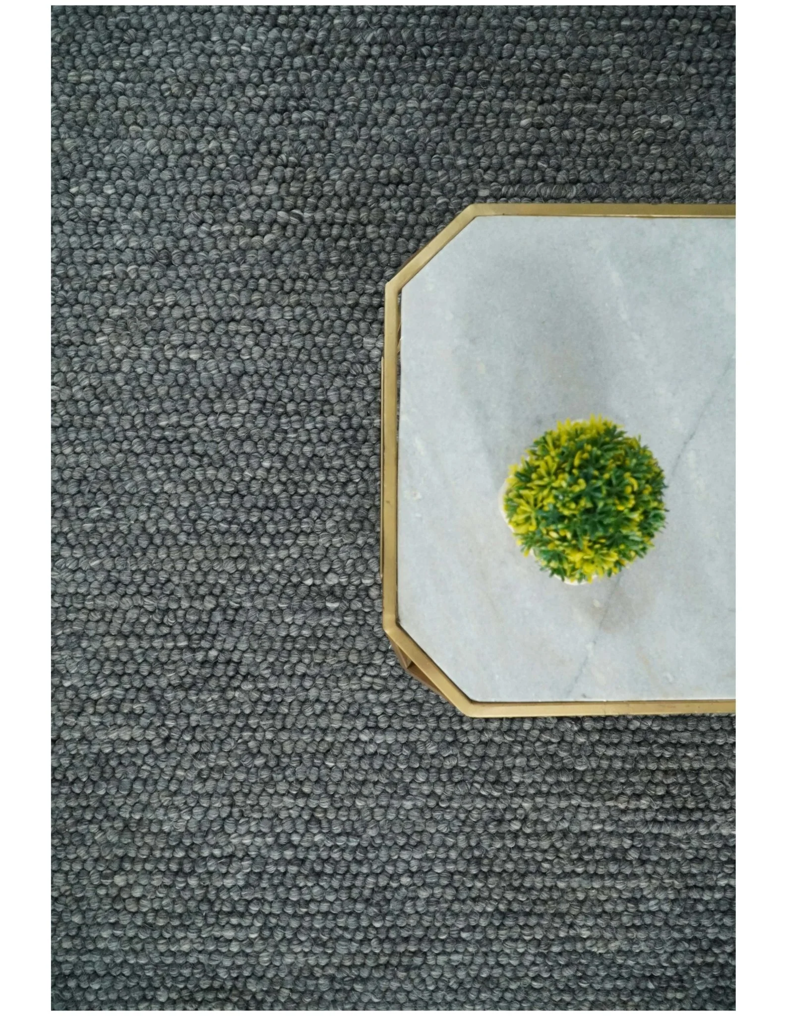 Solid Charcoal Gray Wool Blend Felted Chunky Hand Woven Area Rug - Image 9