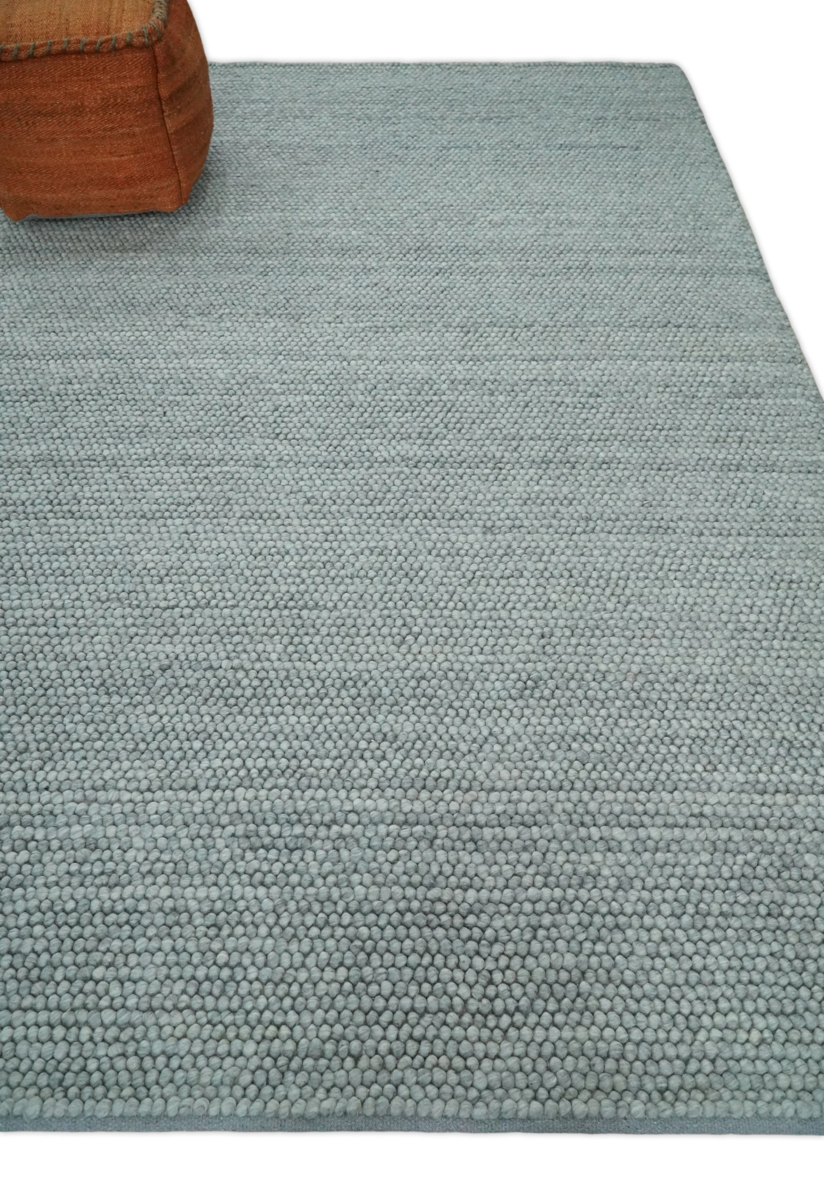6x9 and 8x10 Solid Gray Wool Blend Felted Chunky Hand Woven Area Rug | DOV5 - Image 3