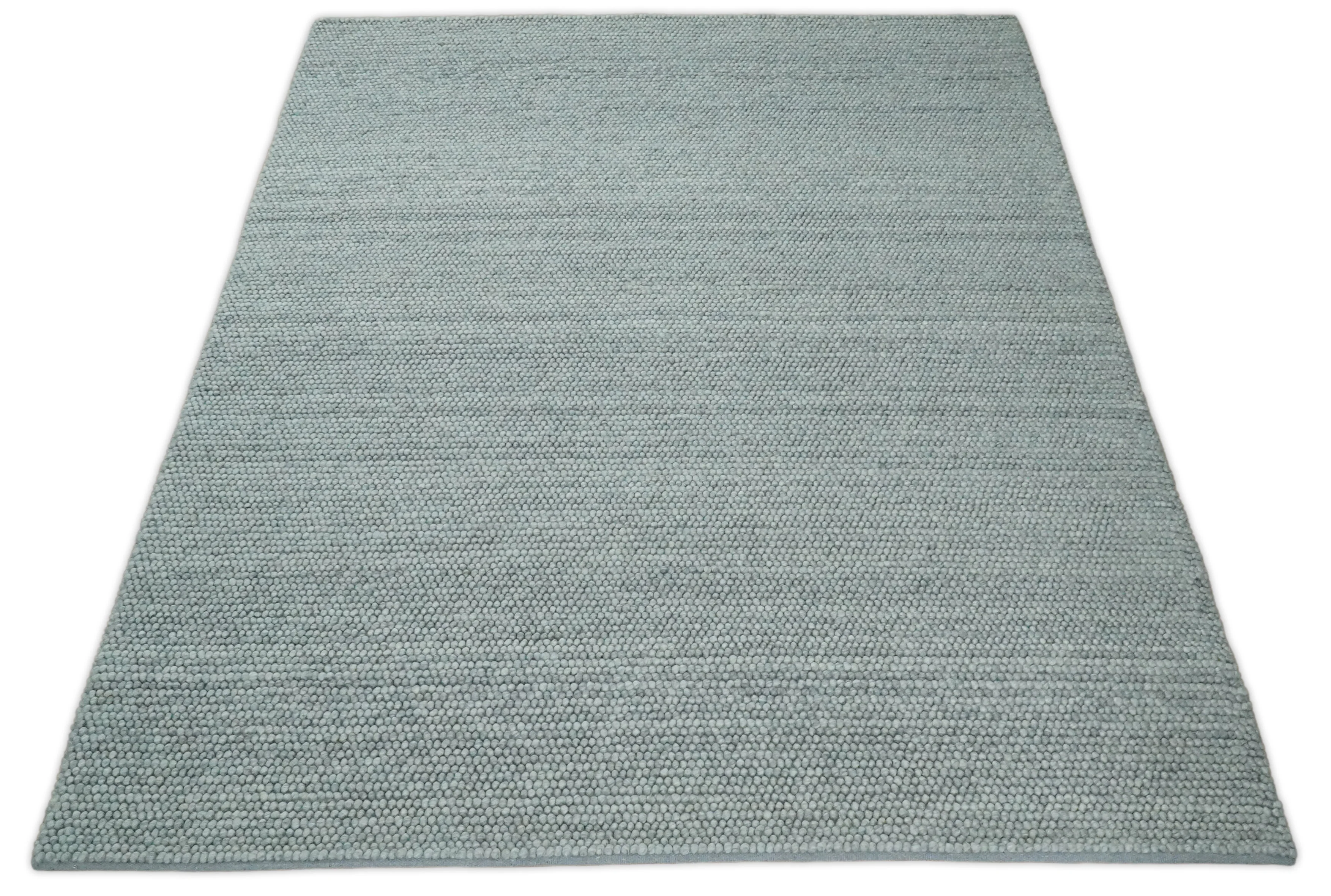 6x9 and 8x10 Solid Gray Wool Blend Felted Chunky Hand Woven Area Rug | DOV5 - Image 5