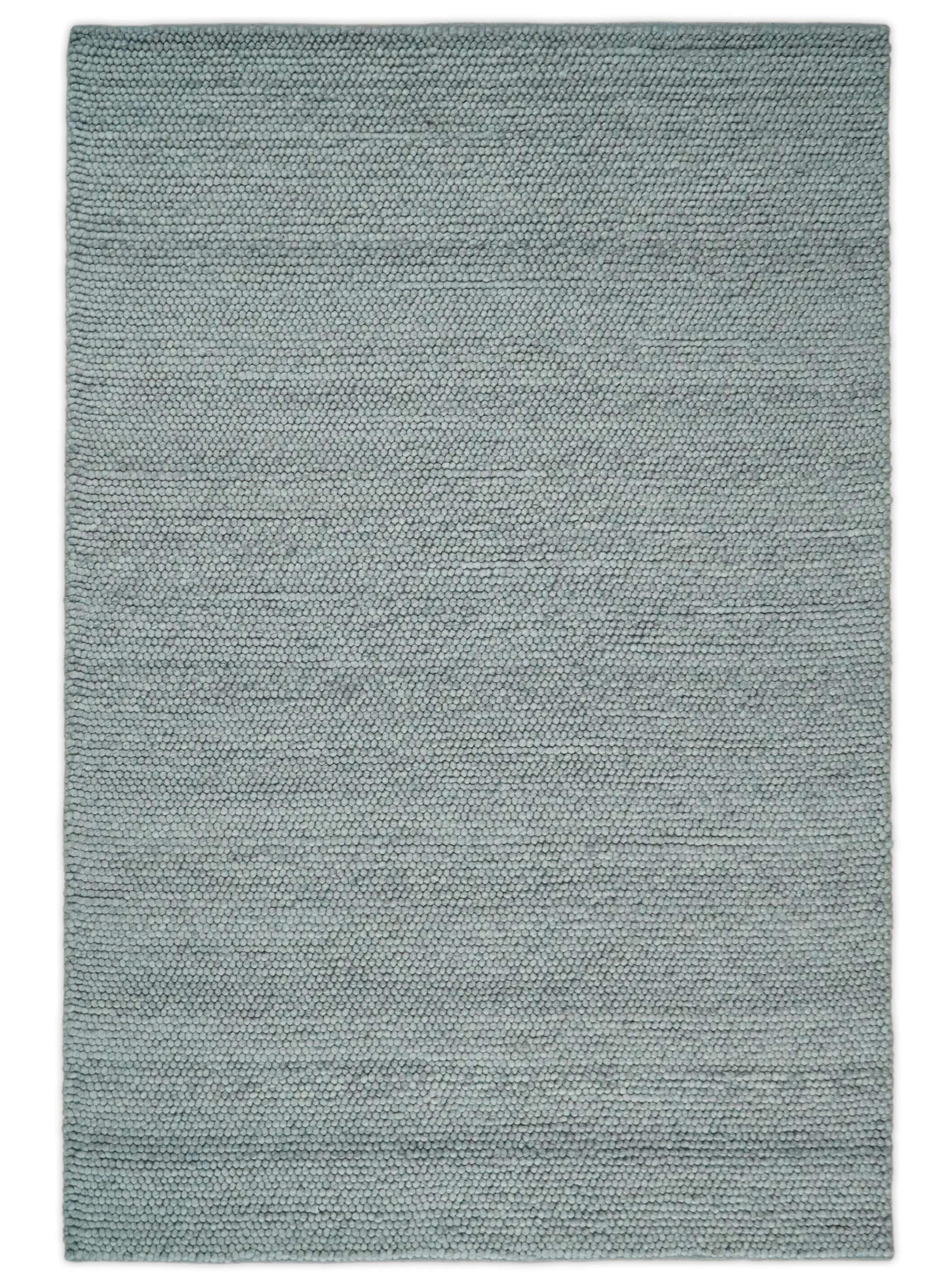 6x9 and 8x10 Solid Gray Wool Blend Felted Chunky Hand Woven Area Rug | DOV5 - Image 6