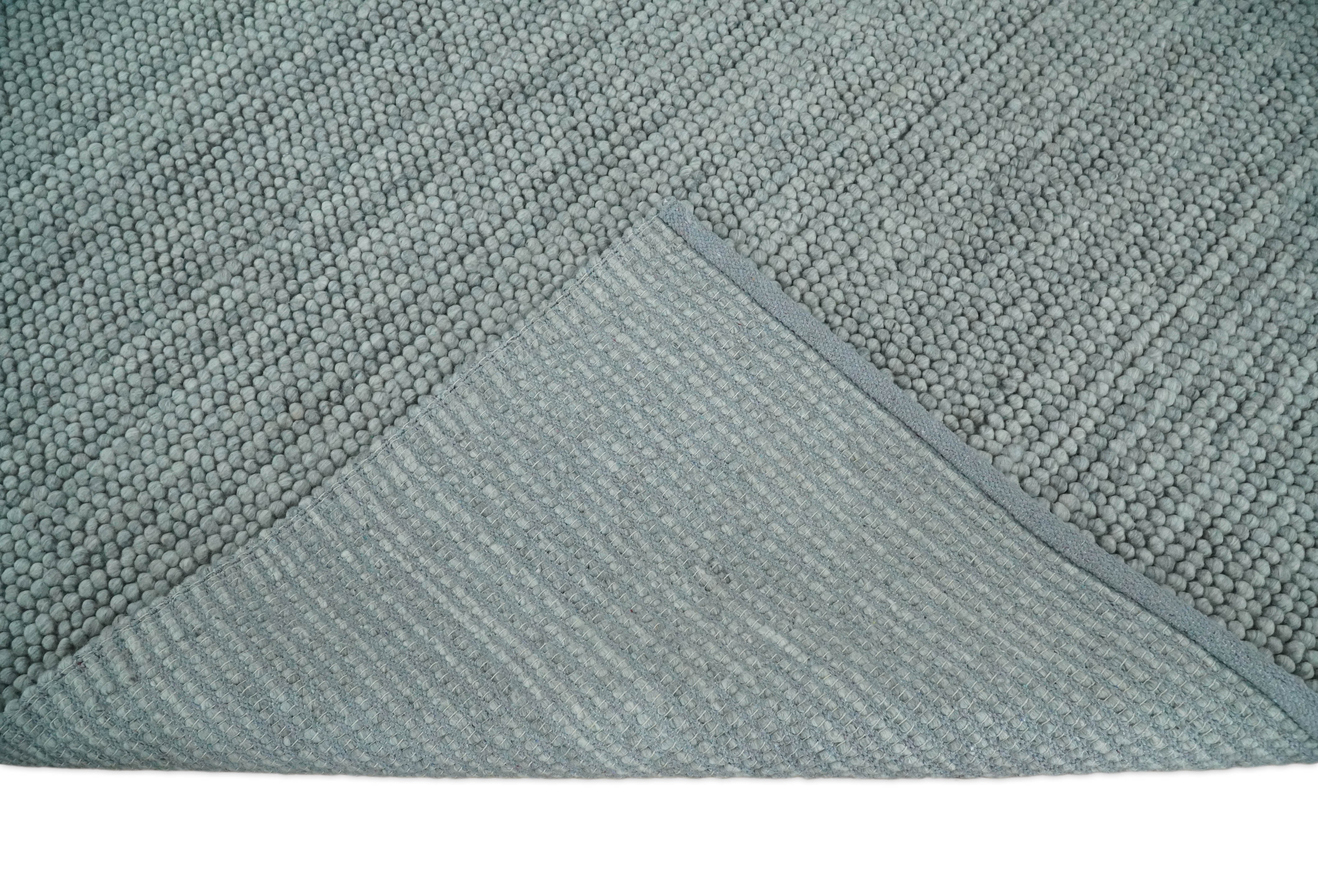 6x9 and 8x10 Solid Gray Wool Blend Felted Chunky Hand Woven Area Rug | DOV5 - Image 9