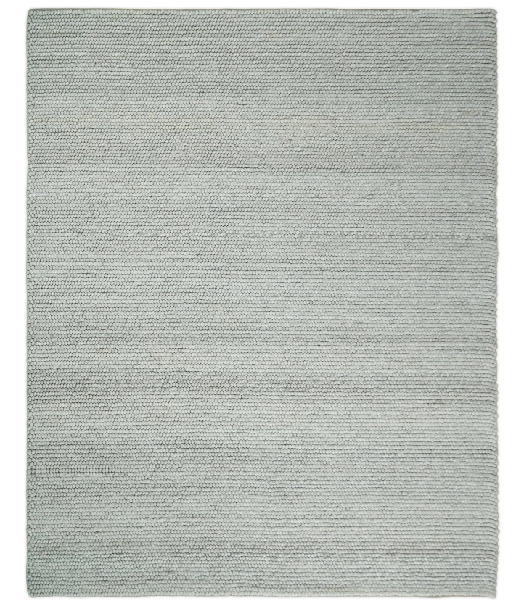 3x5, 5x8, 6x9, 8x10 and 9x12 Solid Silver Wool Blend Felted Chunky Hand Woven Area Rug - Image 2