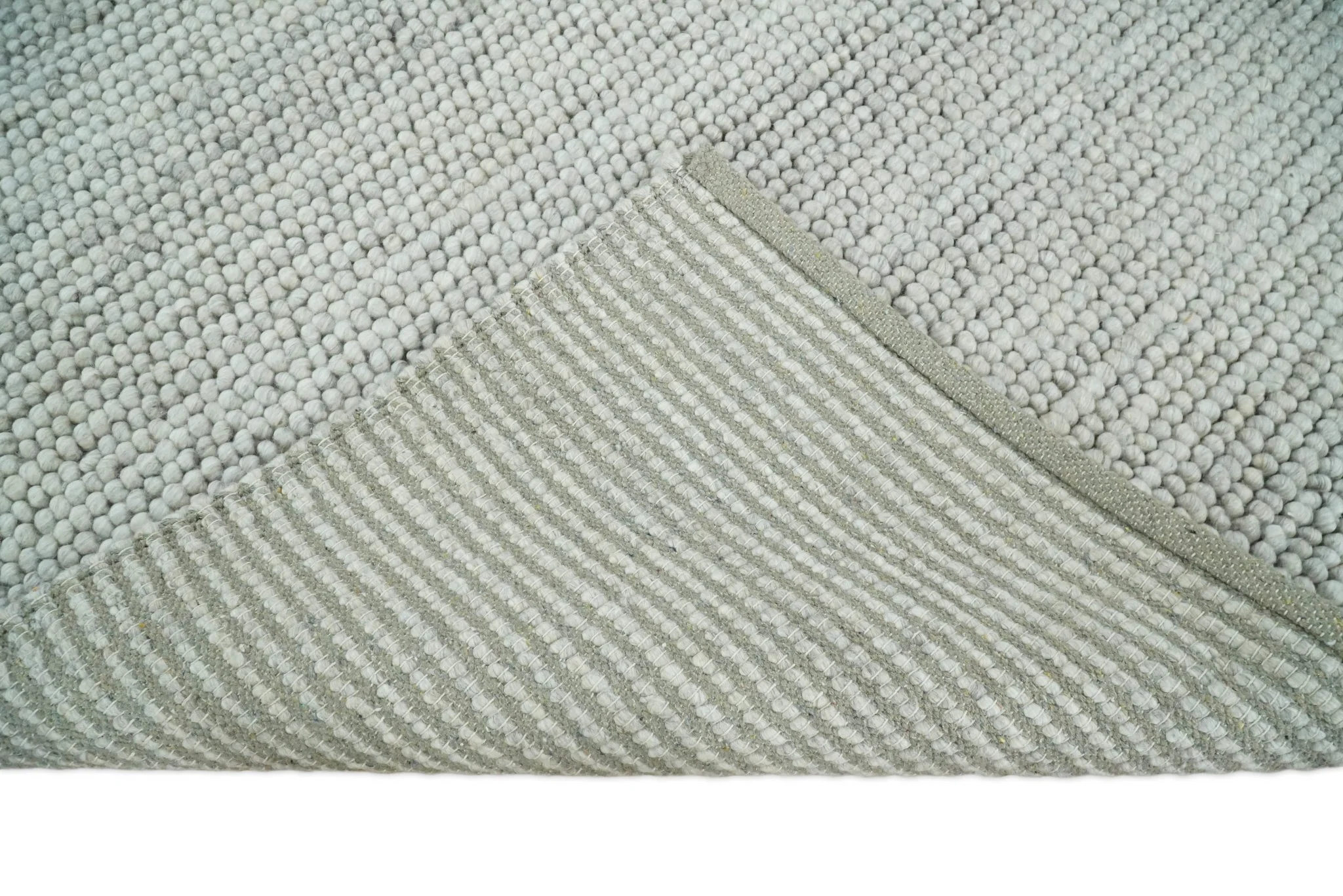 3x5, 5x8, 6x9, 8x10 and 9x12 Solid Silver Wool Blend Felted Chunky Hand Woven Area Rug - Image 4