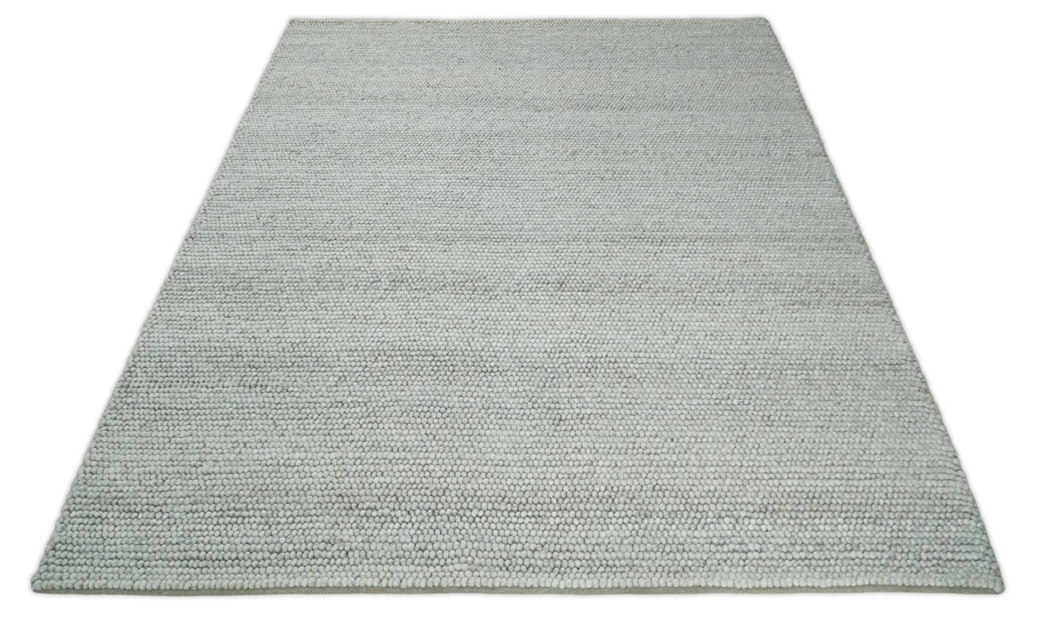 3x5, 5x8, 6x9, 8x10 and 9x12 Solid Silver Wool Blend Felted Chunky Hand Woven Area Rug - Image 7