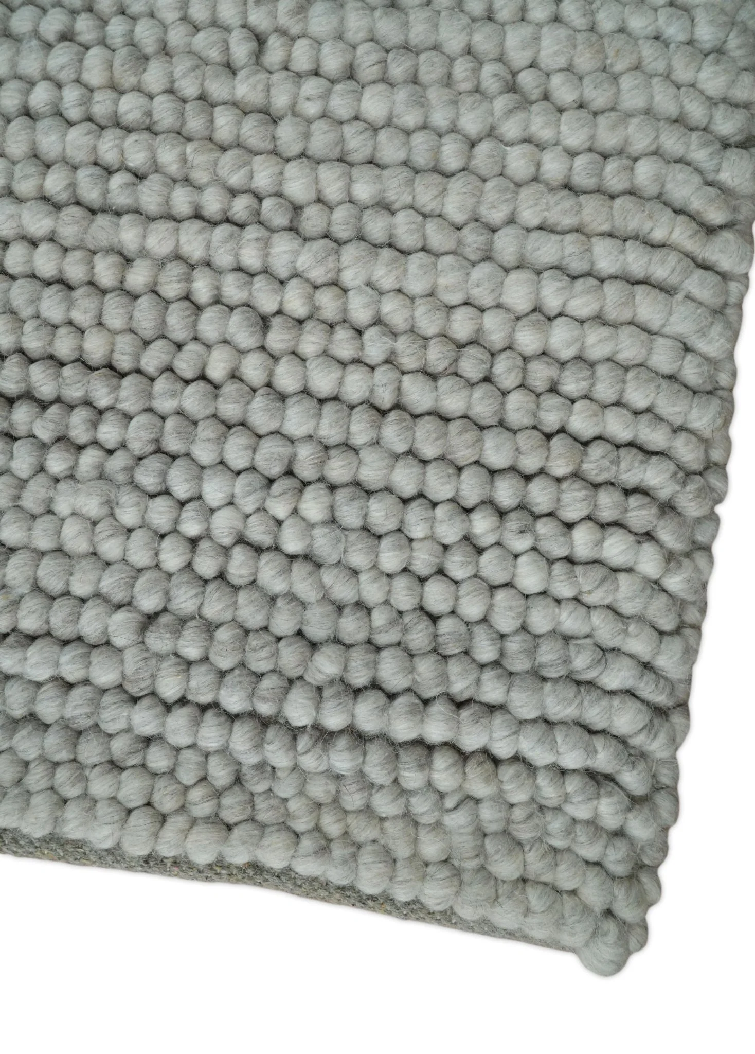 3x5, 5x8, 6x9, 8x10 and 9x12 Solid Silver Wool Blend Felted Chunky Hand Woven Area Rug - Image 8