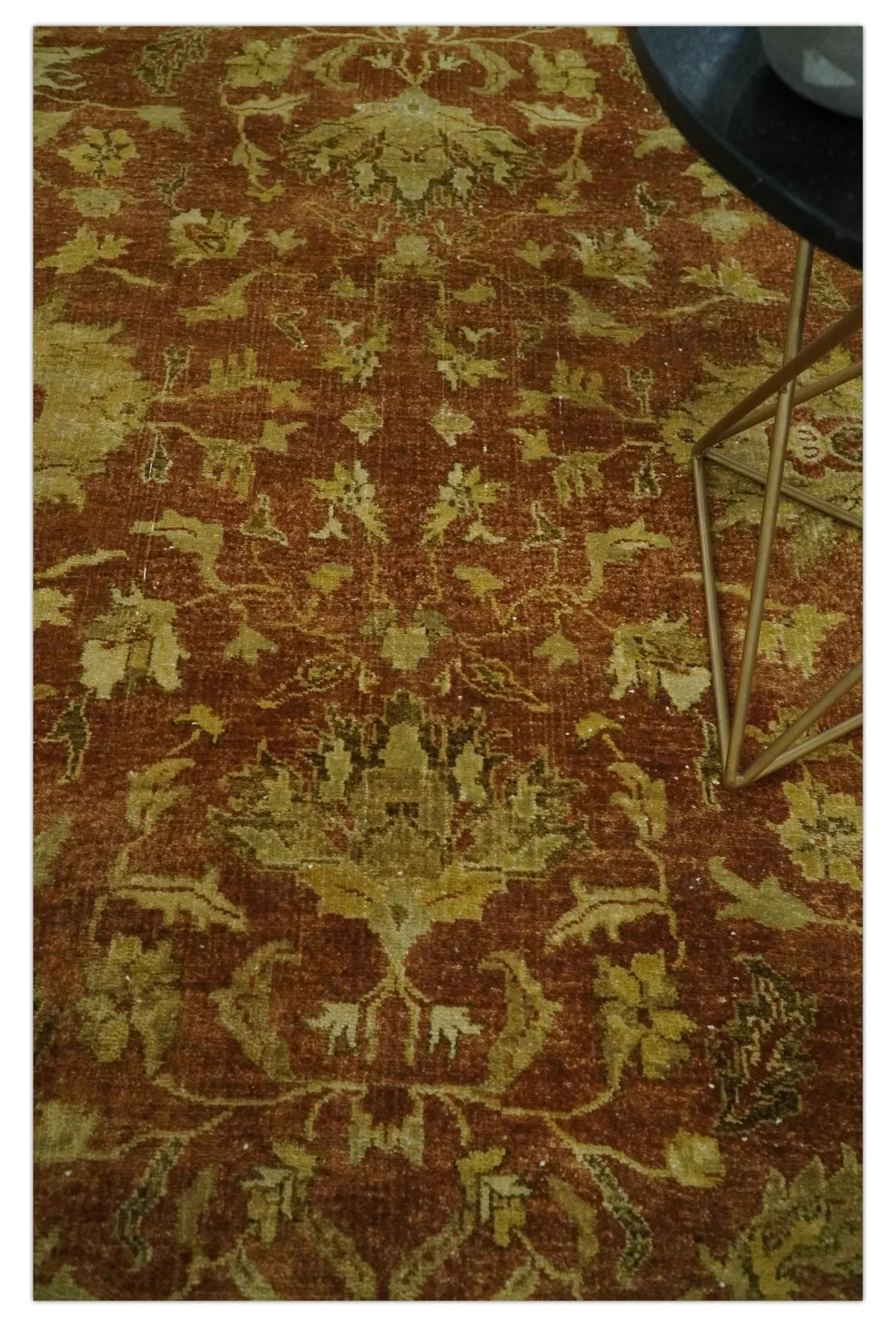 6x9 Hand Knotted Beige and Rust Traditional Oushak Wool Area Rug - Image 2