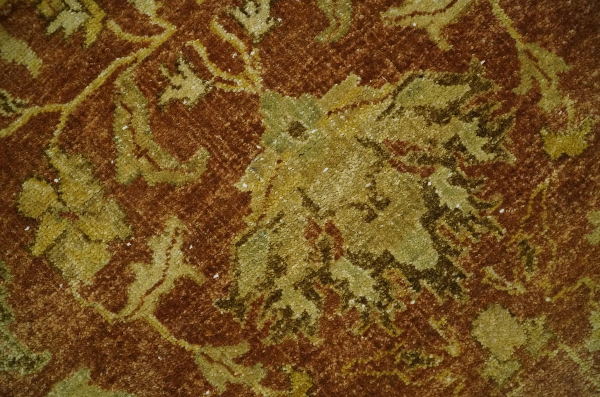 6x9 Hand Knotted Beige and Rust Traditional Oushak Wool Area Rug - Image 4