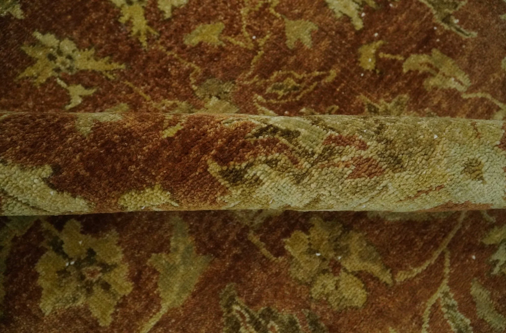 6x9 Hand Knotted Beige and Rust Traditional Oushak Wool Area Rug - Image 6