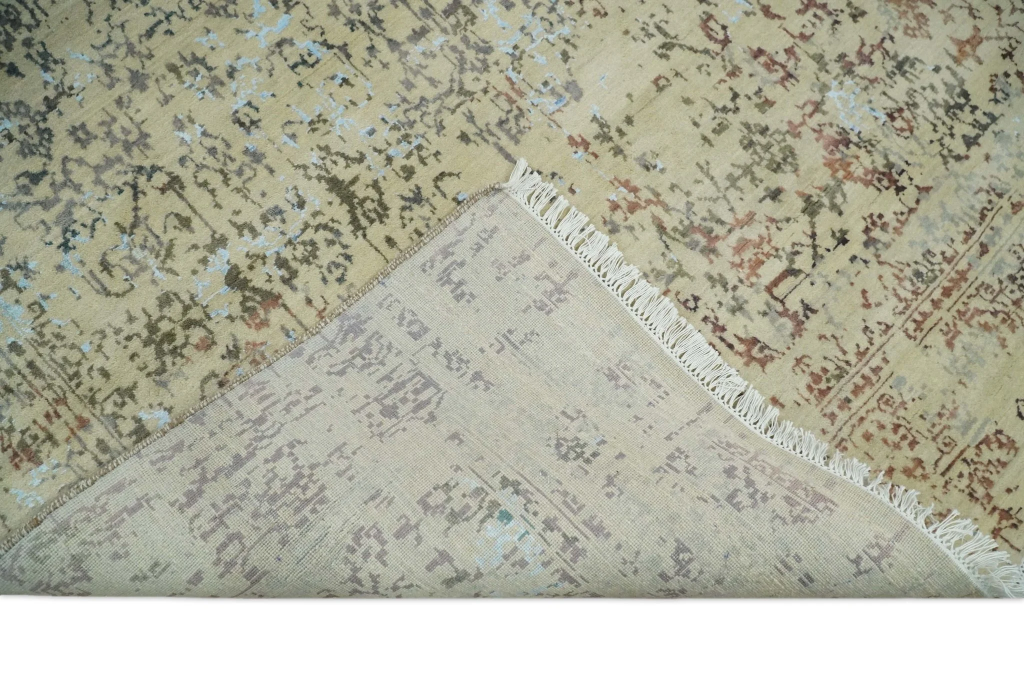 6x9 Fine Hand Knotted Beige and Rust Traditional Vintage Persian Style Antique Wool and Silk Rug | AGR2 - Image 7