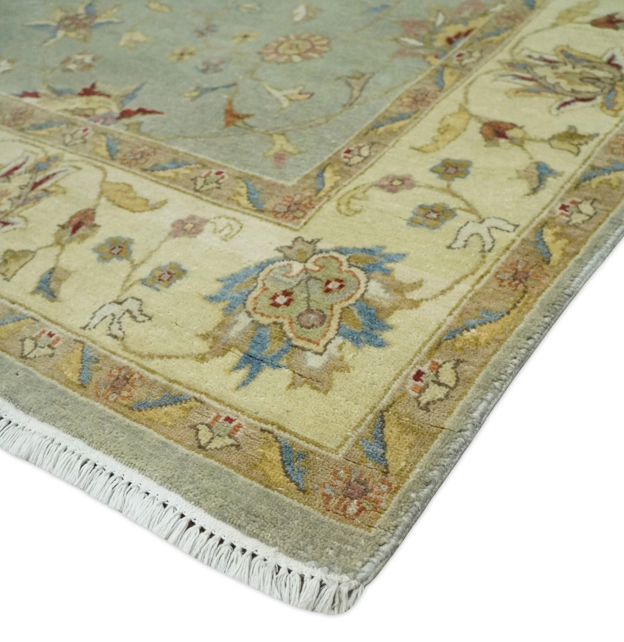 6x8 Fine Hand Knotted Silver and Ivory Traditional Vintage Persian Style Antique Wool Rug | AGR30 - Image 3