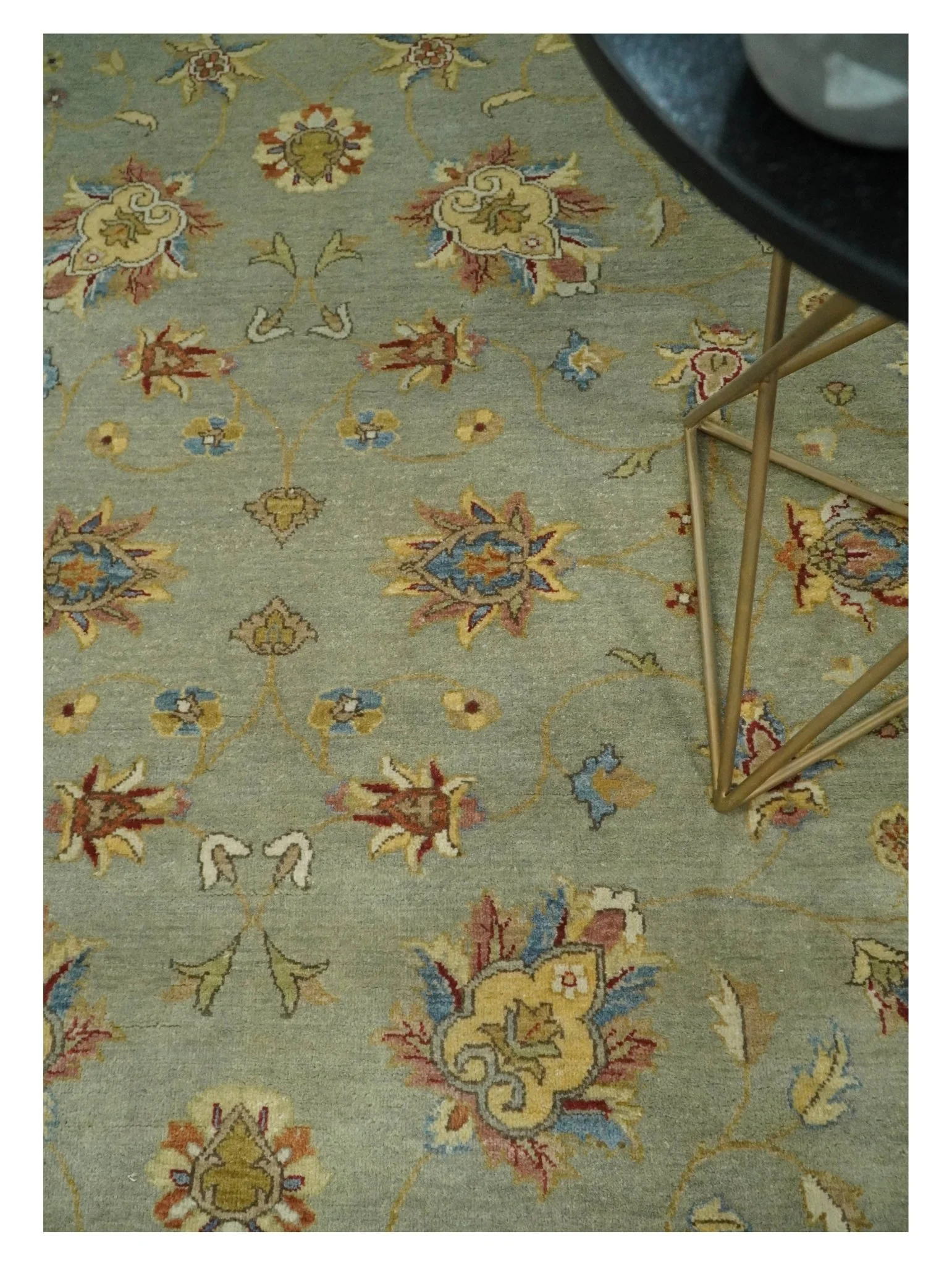6x8 Fine Hand Knotted Silver and Ivory Traditional Vintage Persian Style Antique Wool Rug | AGR30 - Image 5