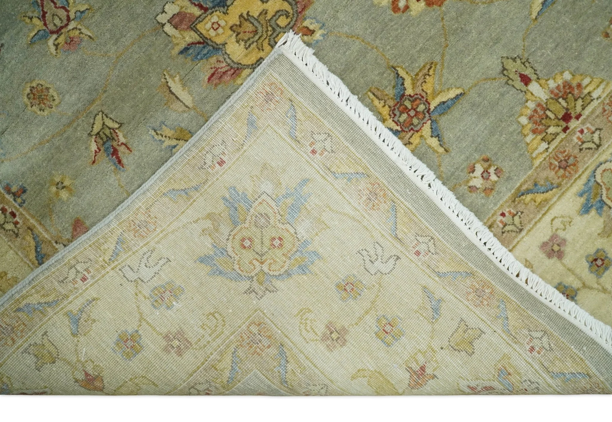 6x8 Fine Hand Knotted Silver and Ivory Traditional Vintage Persian Style Antique Wool Rug | AGR30 - Image 8
