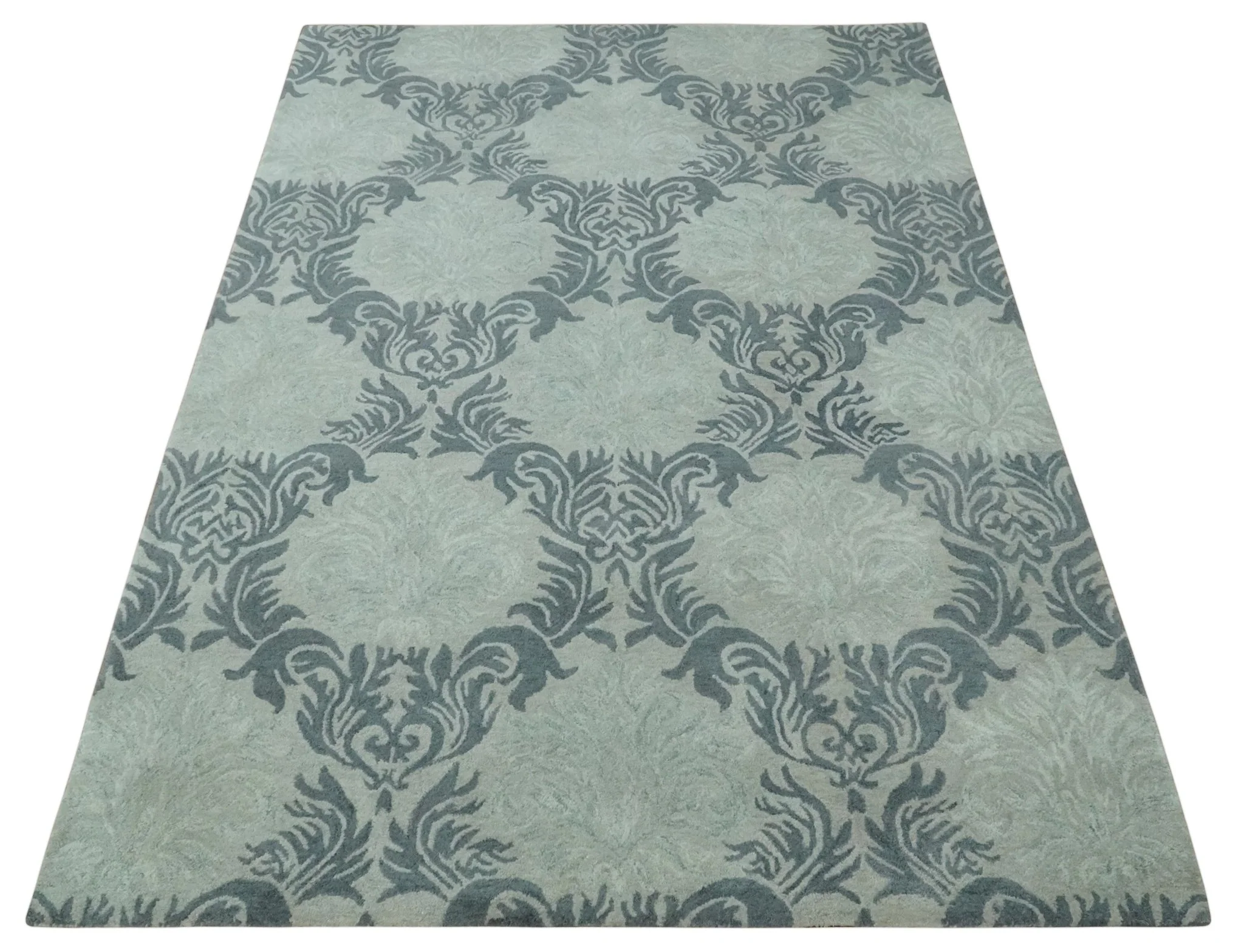 6x9 Gray and Charcoal Ikat Pattern Hand Tufted Wool Area Rug - Image 10