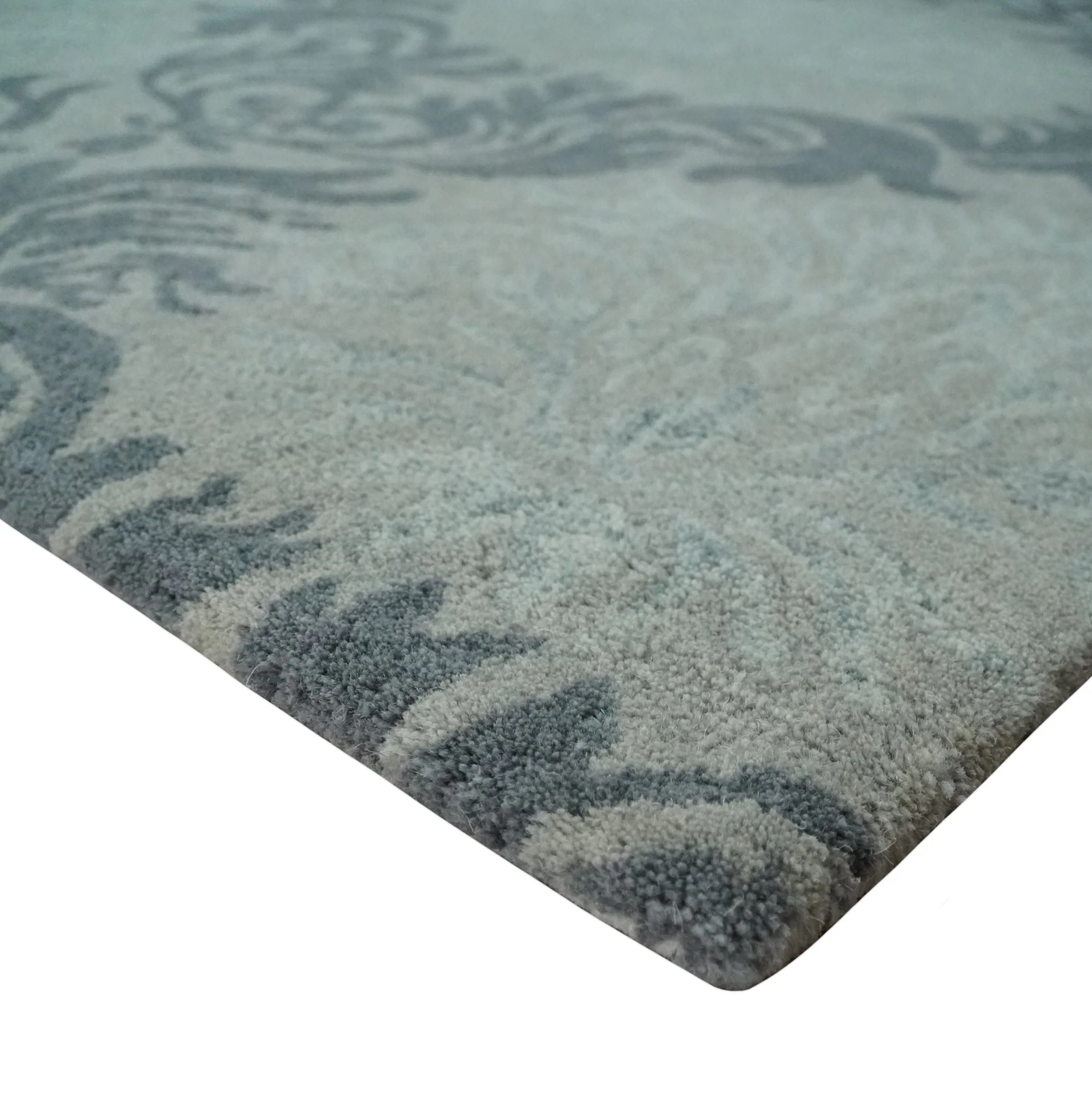6x9 Gray and Charcoal Ikat Pattern Hand Tufted Wool Area Rug - Image 5