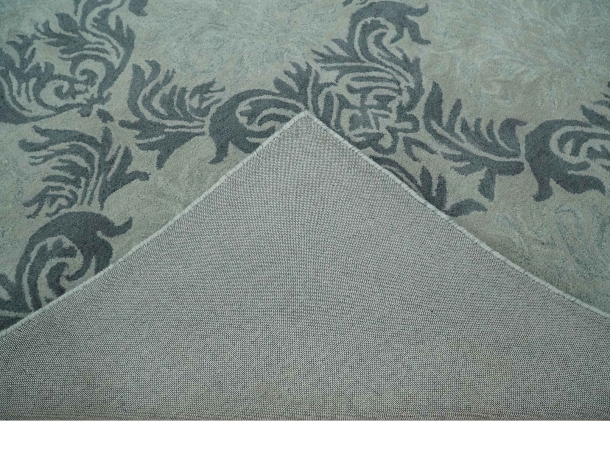 6x9 Gray and Charcoal Ikat Pattern Hand Tufted Wool Area Rug - Image 8