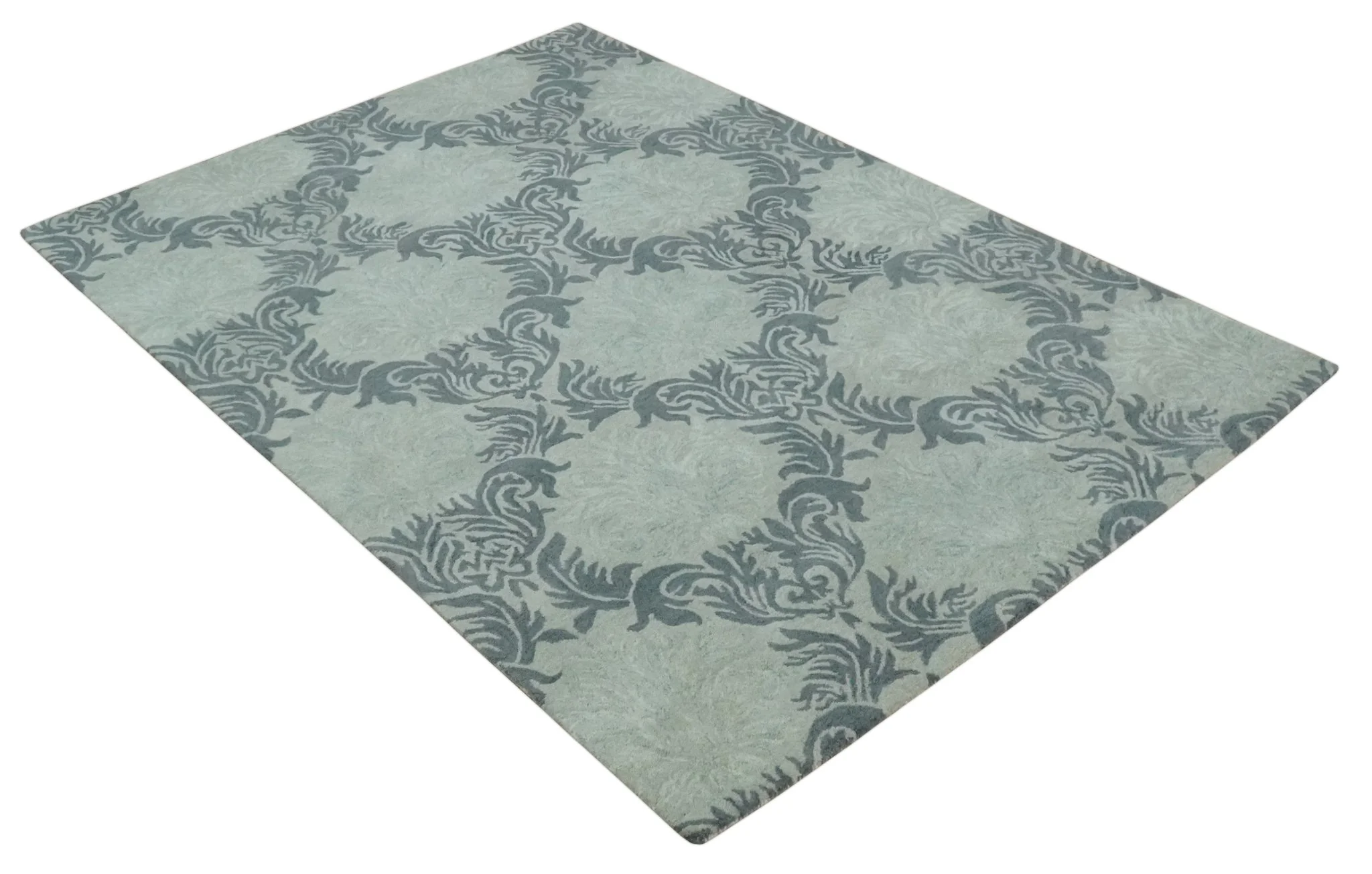 6x9 Gray and Charcoal Ikat Pattern Hand Tufted Wool Area Rug - Image 9
