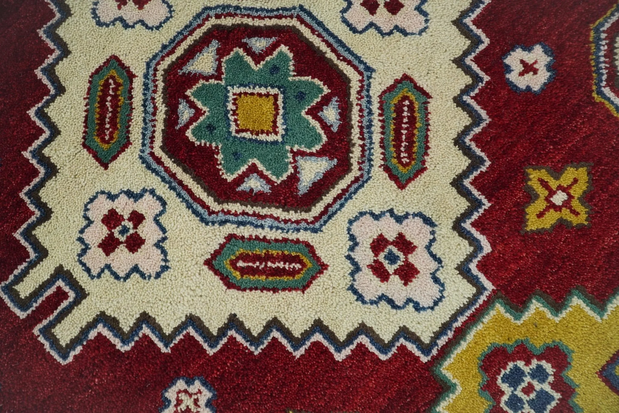 6x9 Hand Knotted Antique Kazak Red and Beige Traditional Tribal Armenian Rug | KZA16 - Image 3