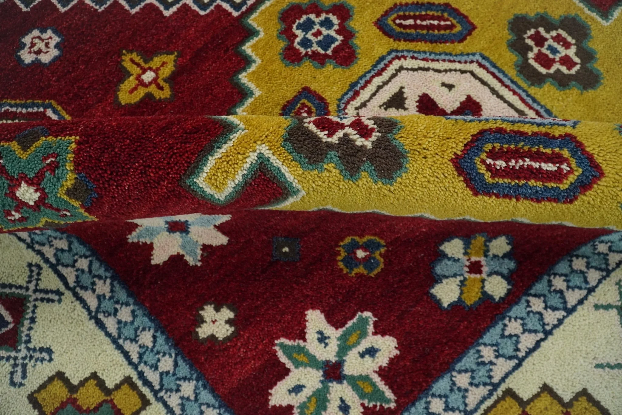 6x9 Hand Knotted Antique Kazak Red and Beige Traditional Tribal Armenian Rug | KZA16 - Image 8
