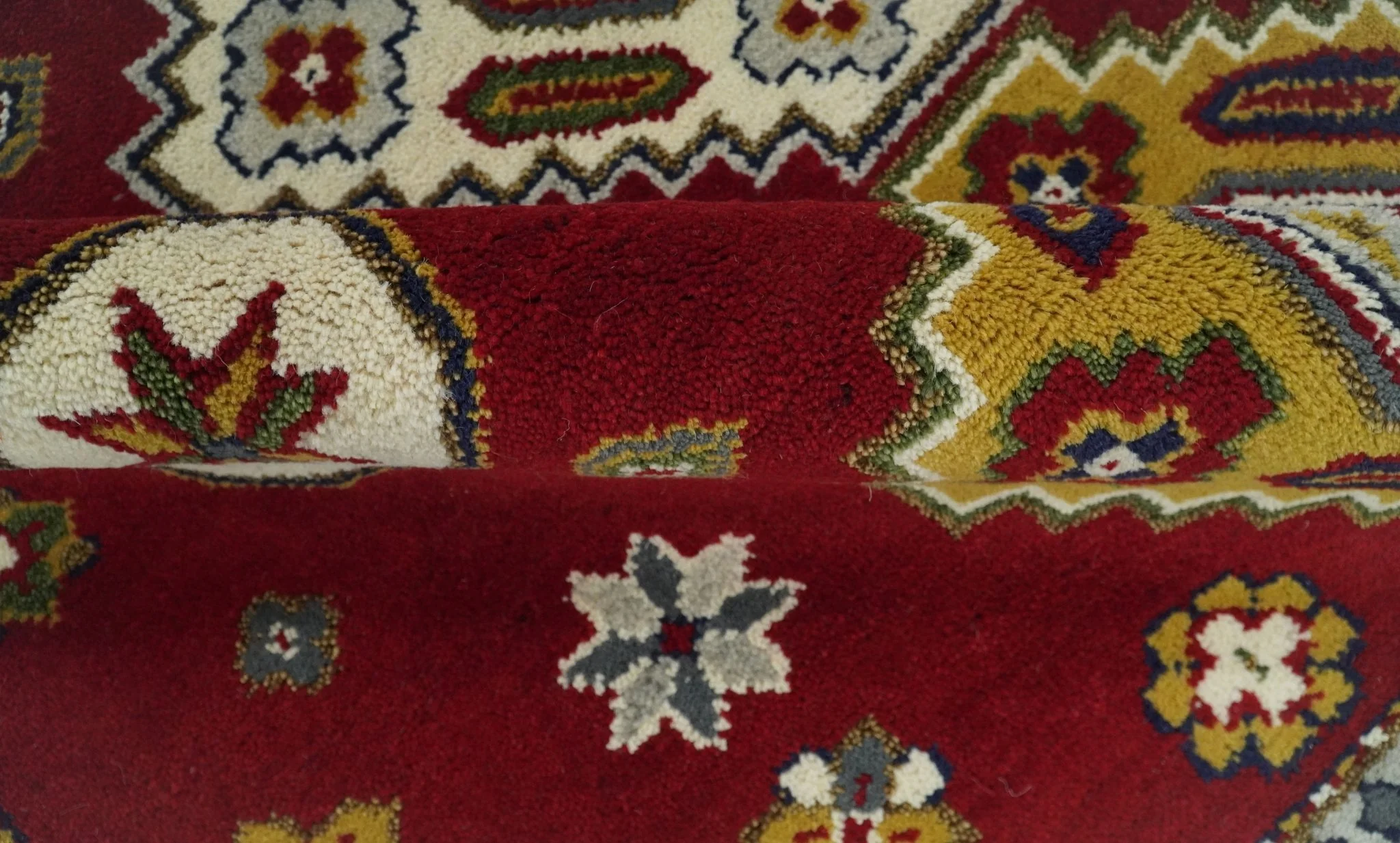 7x7 Sqaure Hand Knotted traditional Kazak Rust and Ivory Traditional Armenian Rug | KZA20 - Image 8